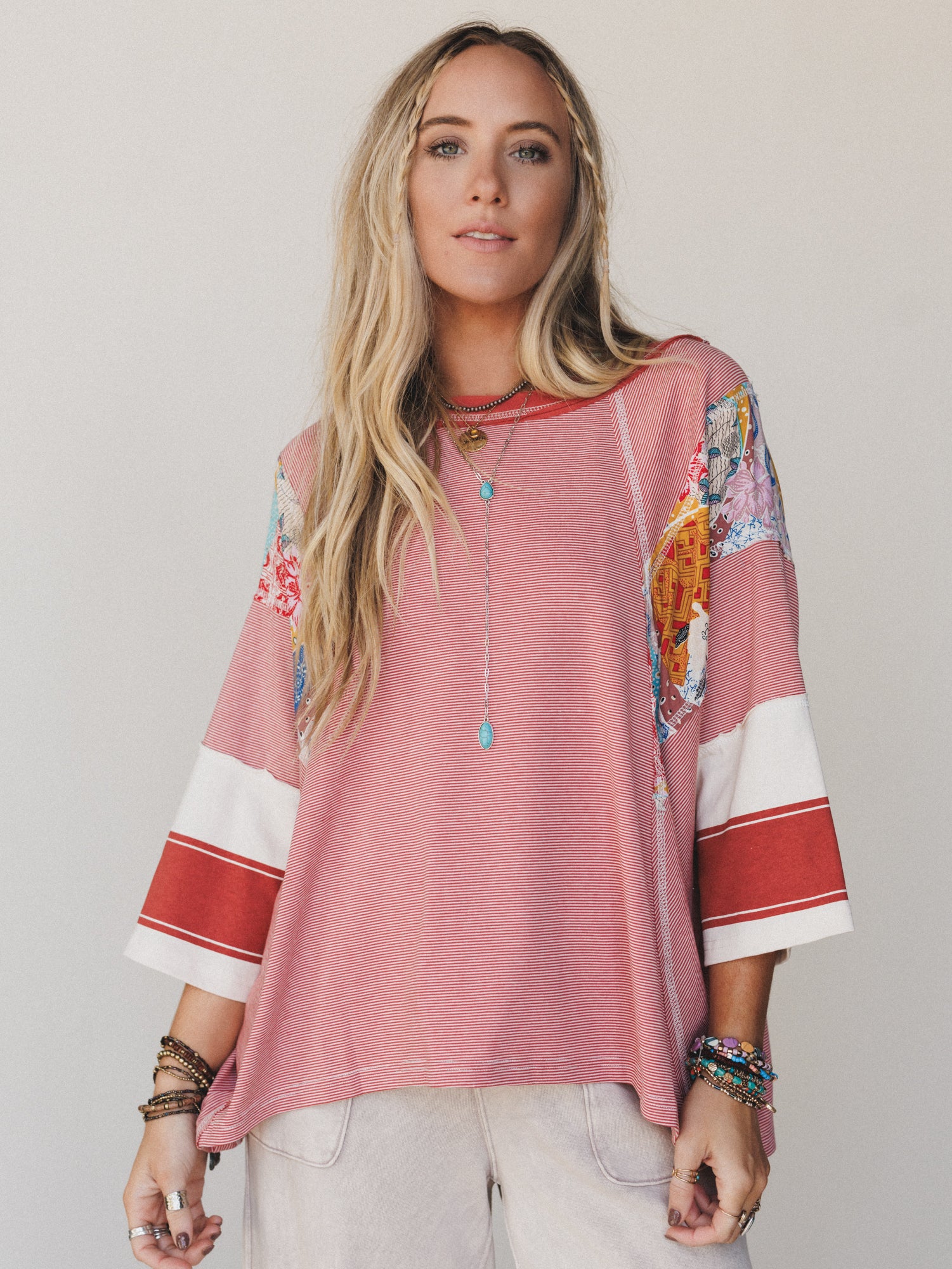 Britt Patchwork Top - Red - Image 4