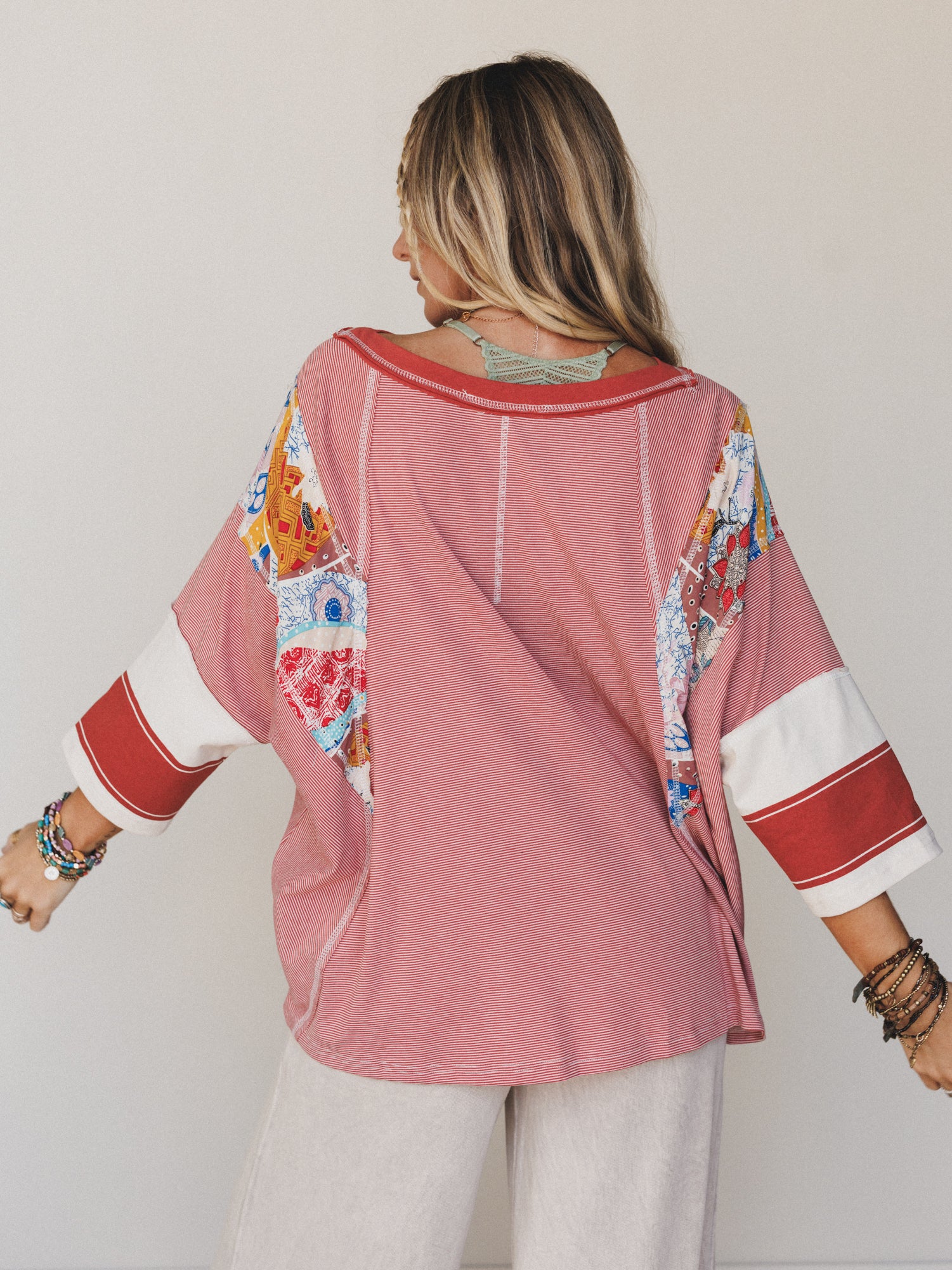 Britt Patchwork Top - Red - Image 6