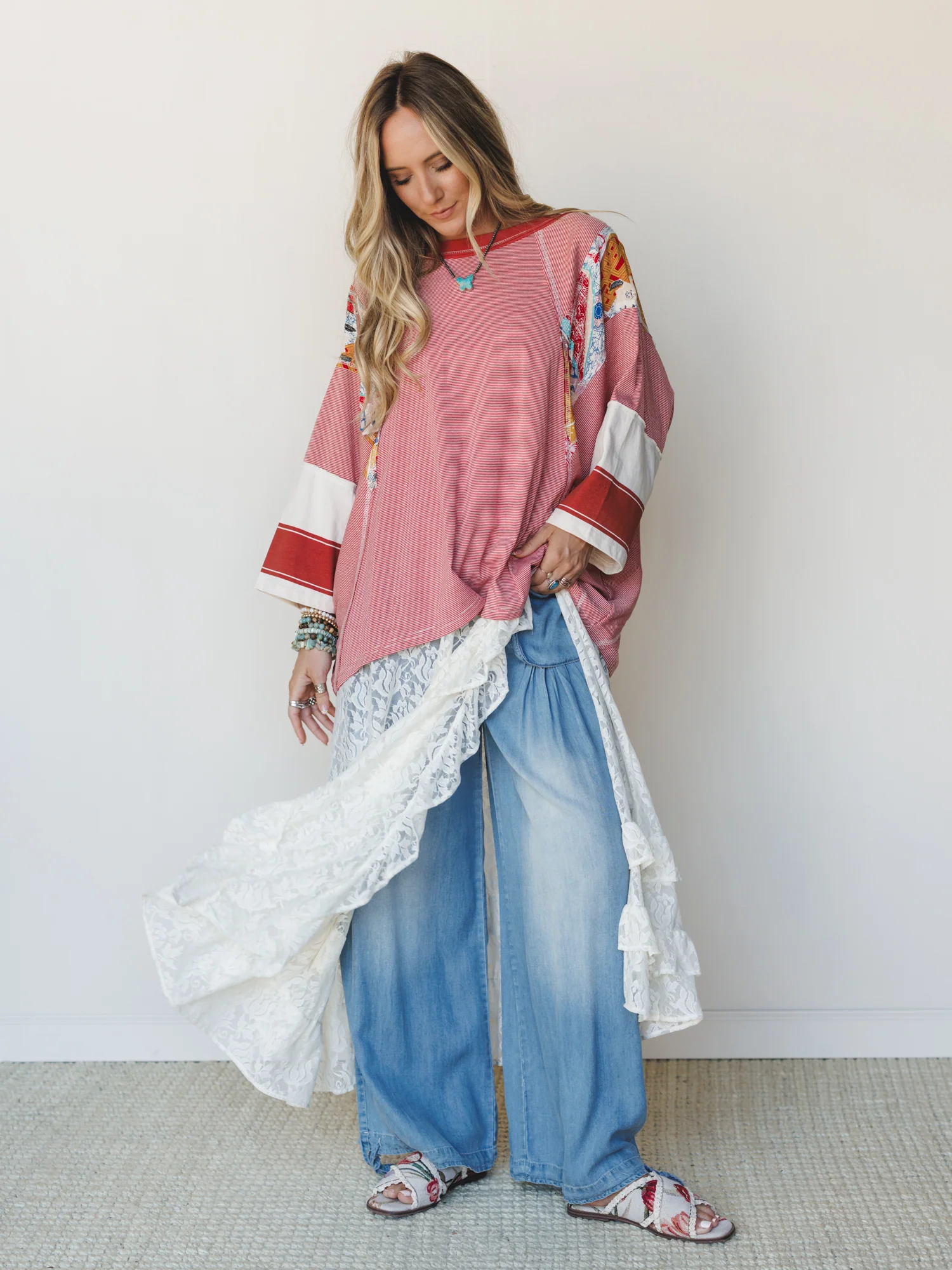 Britt Patchwork Top - Red - Image 7