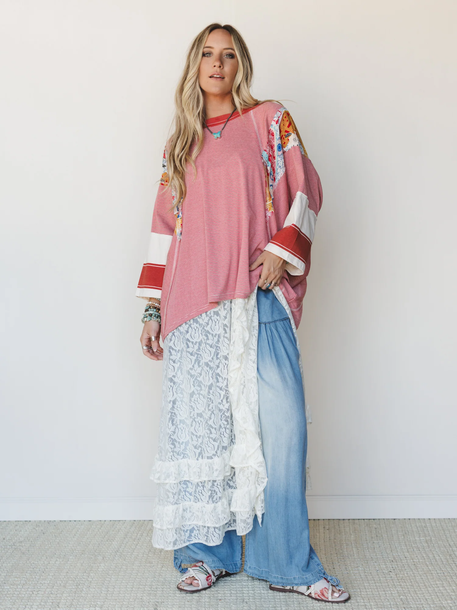Britt Patchwork Top - Red - Image 8