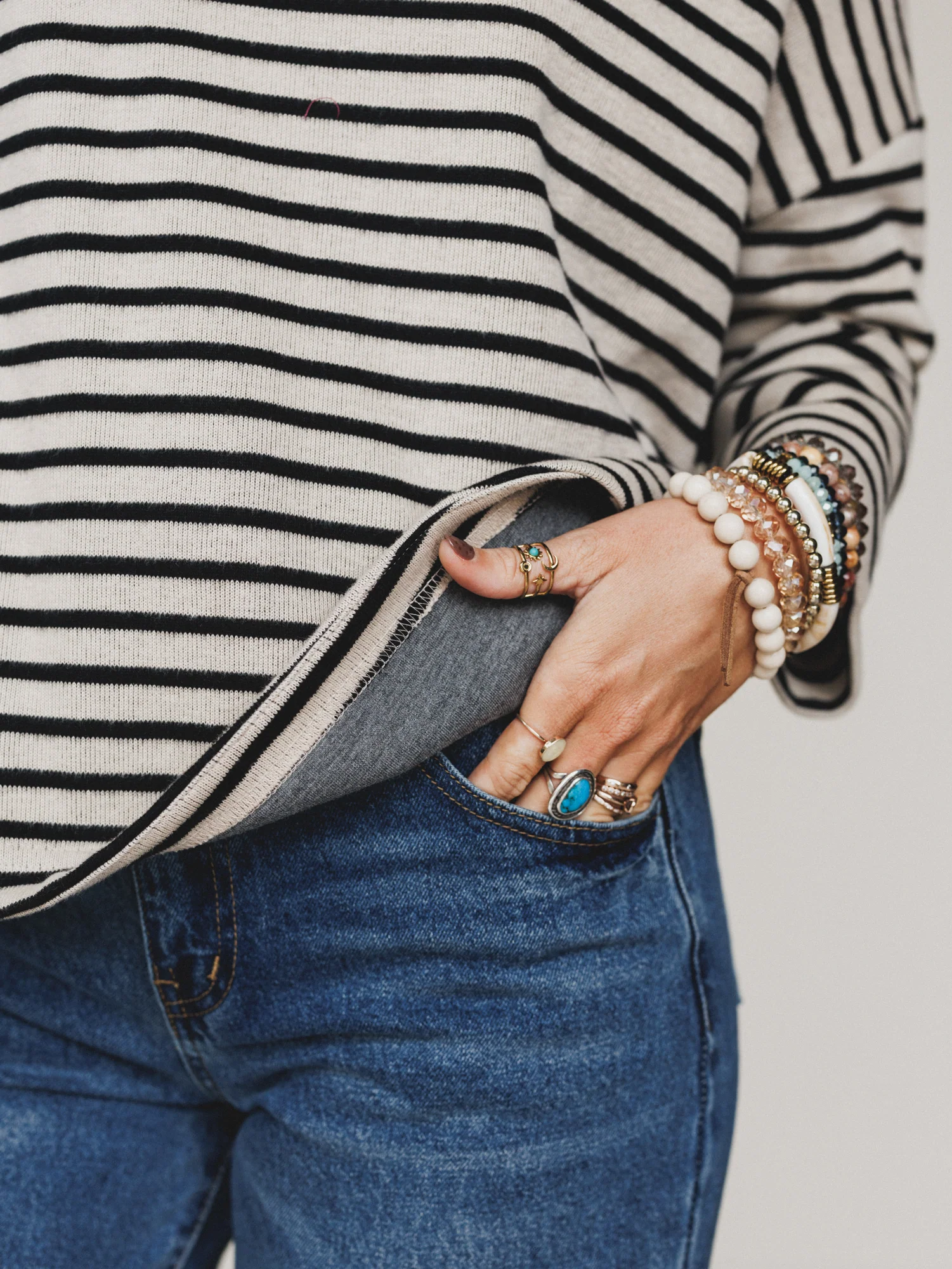 Brunch Club Striped Top - Taupe Multi - Image 4