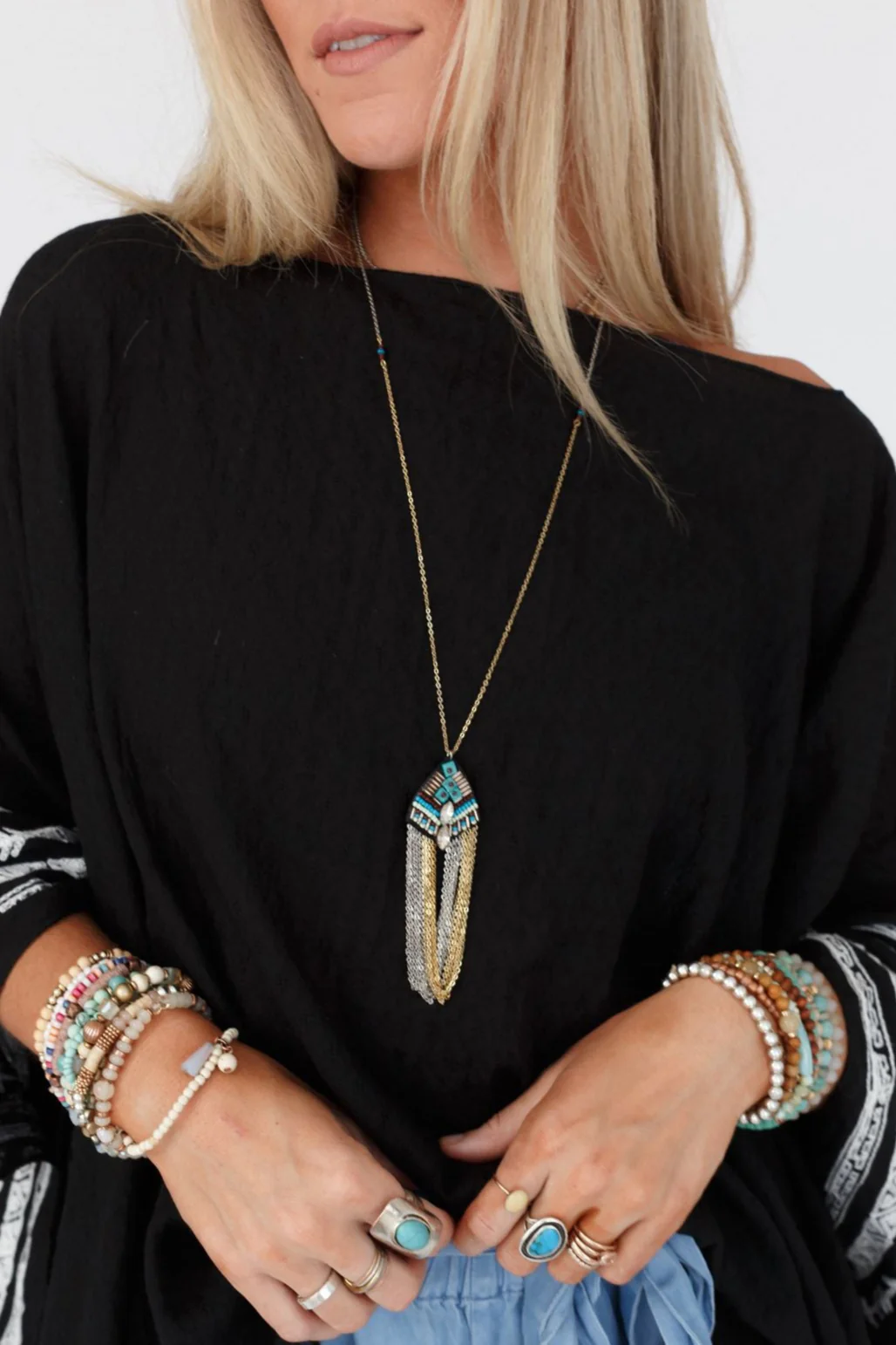 By Sea Medallion Necklace - Turquoise - Image 4