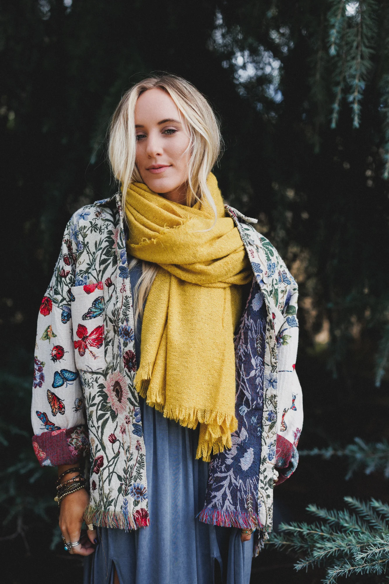 Cabin Calling Blanket Scarf - Mustard - Image 2