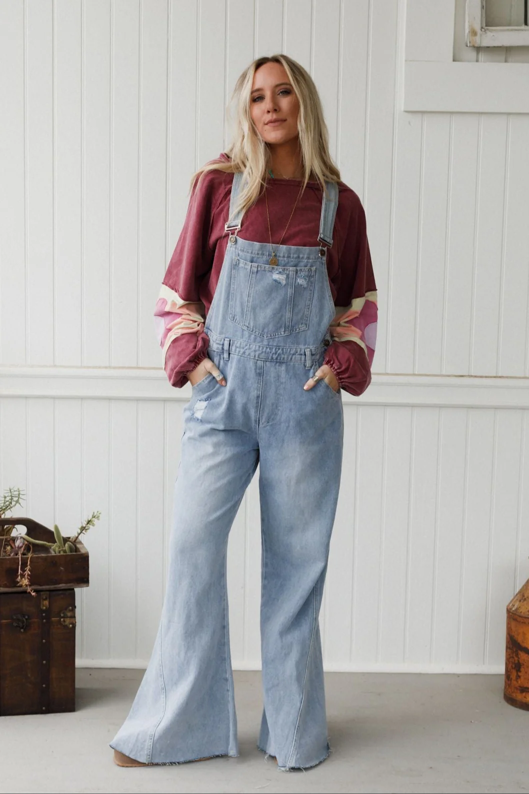 The Nest Cali Dream Denim Overalls - Light Wash - Image 6