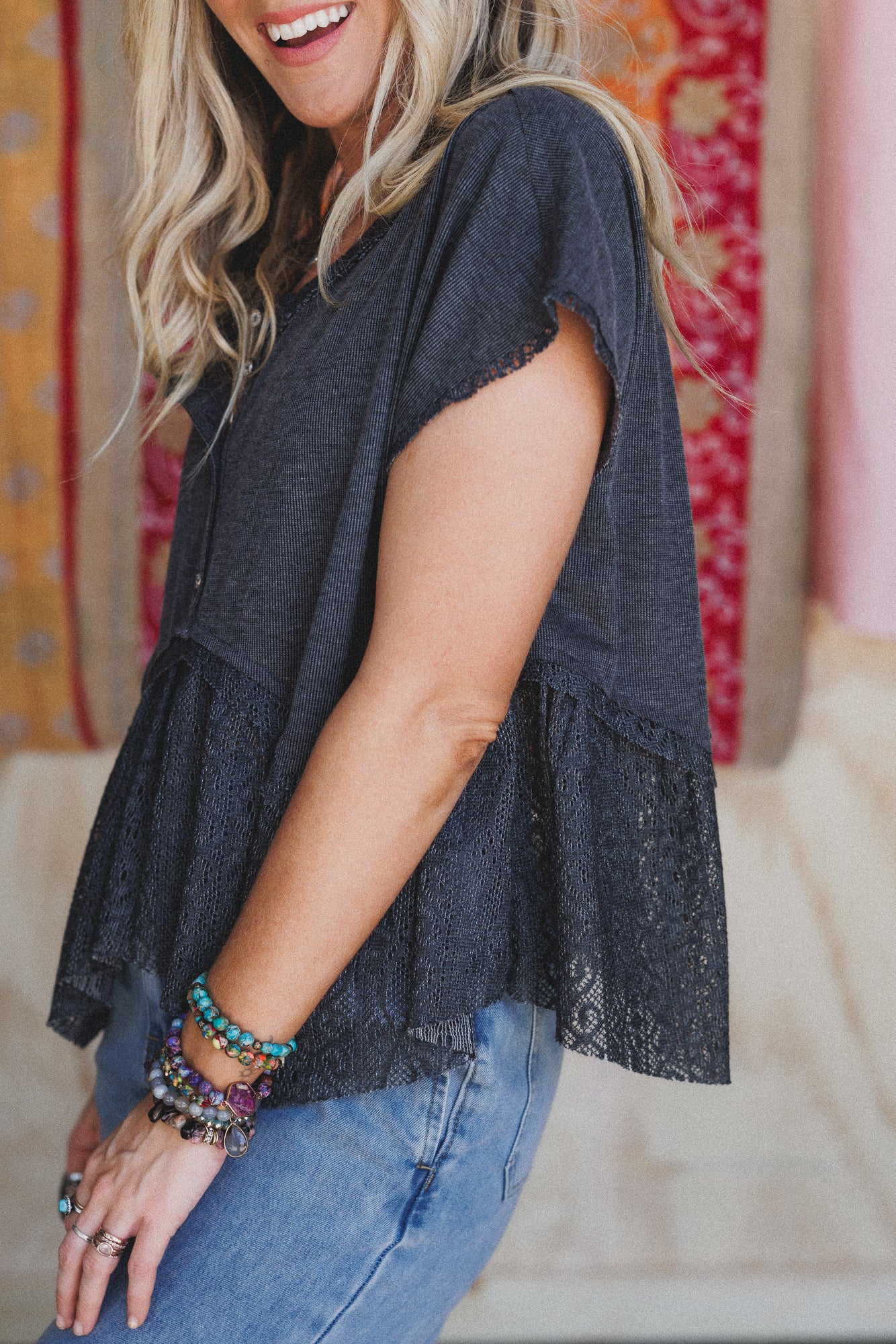 Callie Short Sleeve Tee - Charcoal - Image 2