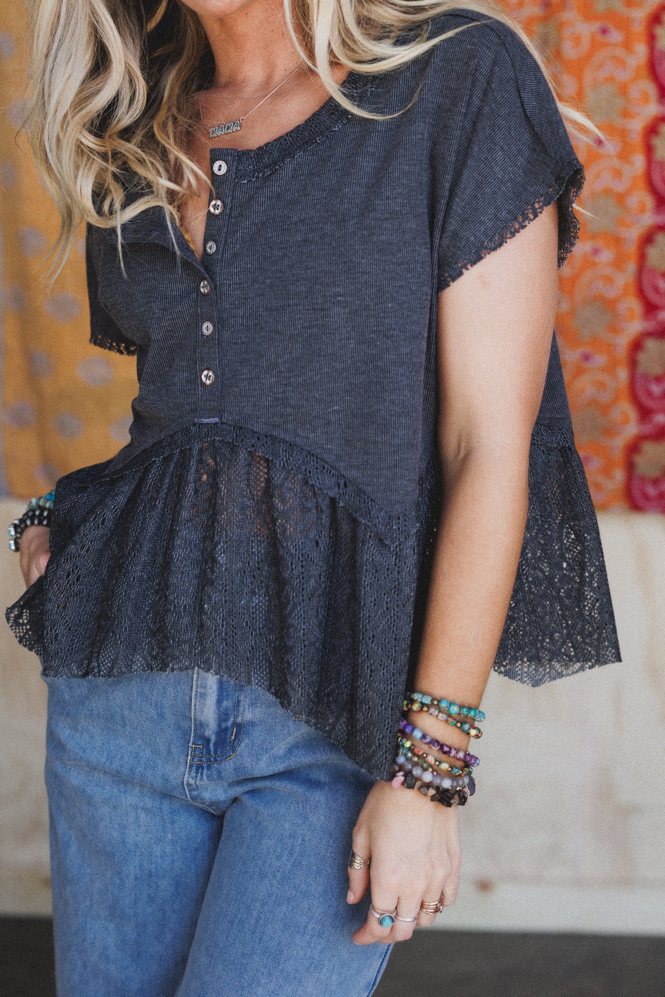 Callie Short Sleeve Tee - Charcoal - Image 4