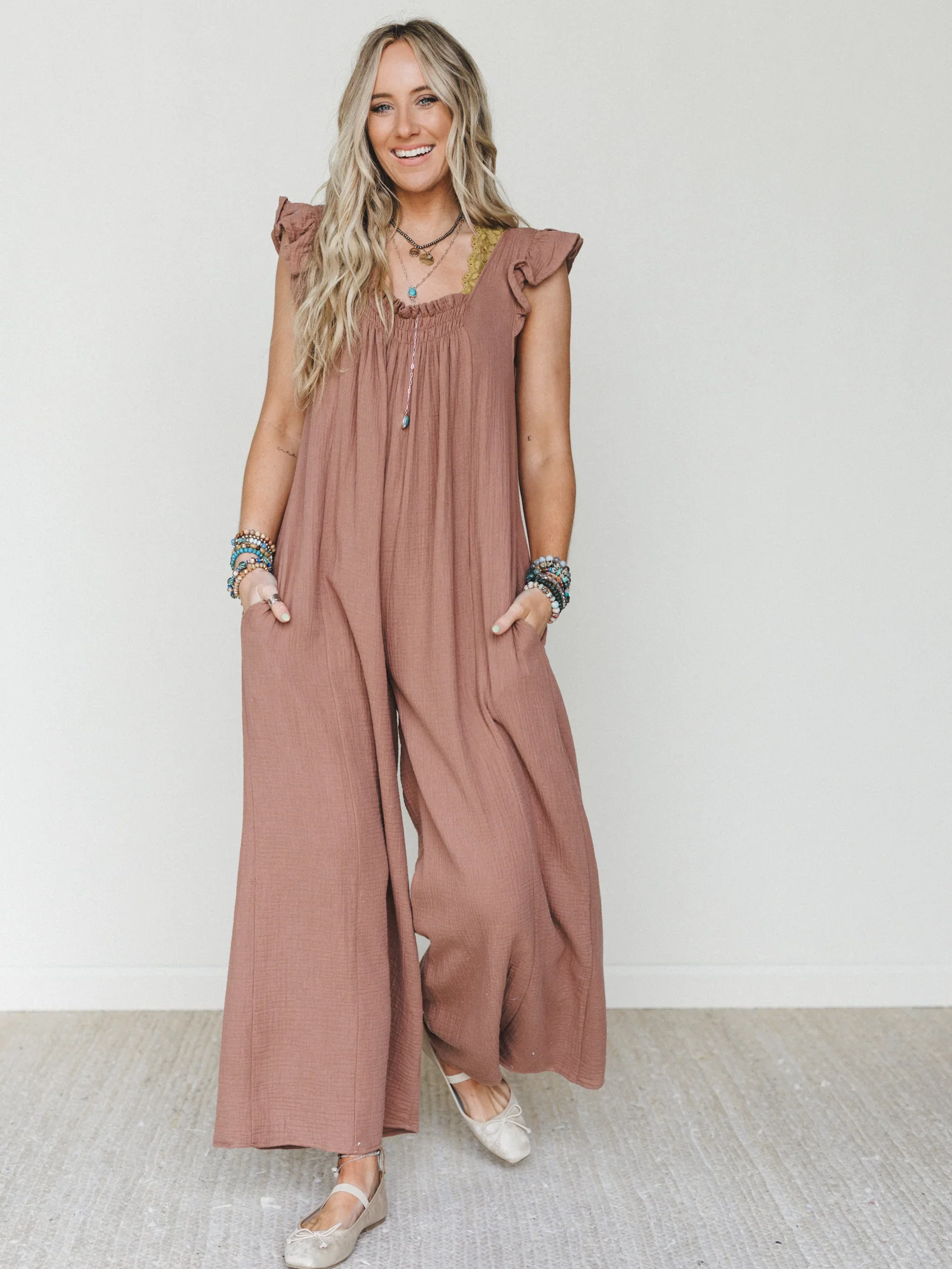 Calm Waves Jumpsuit - Mocha - Image 7