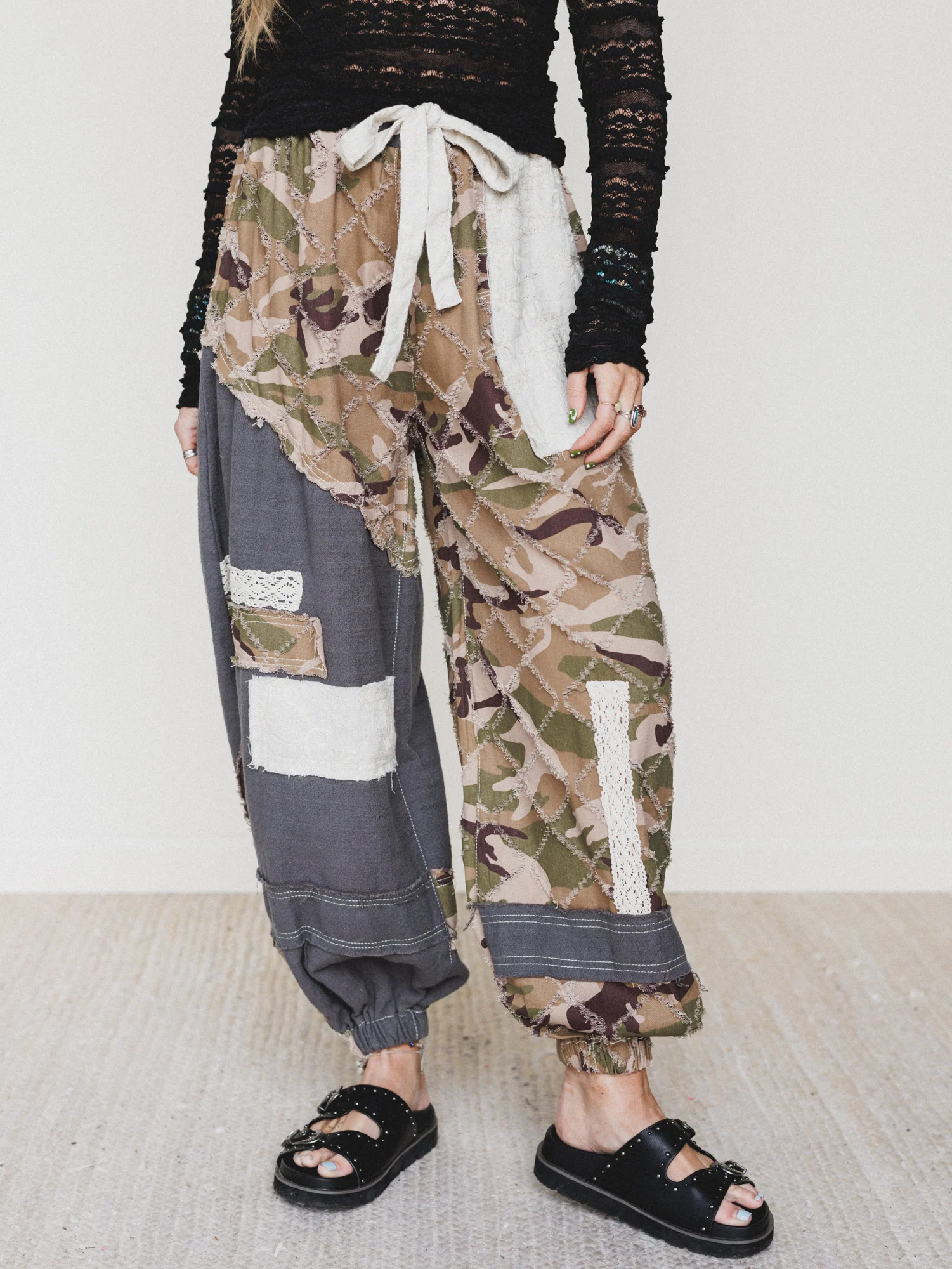 Camo Caravan Wide Leg Joggers - Charcoal - Image 3