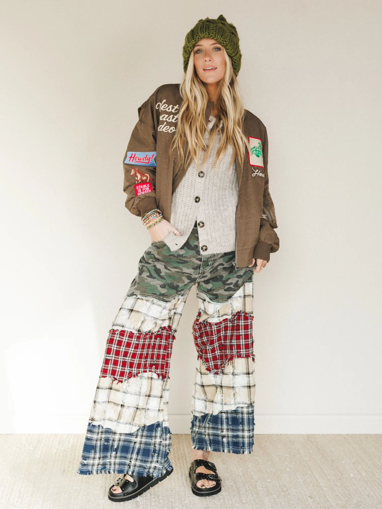 Camo Meets Plaid Wide Leg Pants - Camo Multi - Image 5