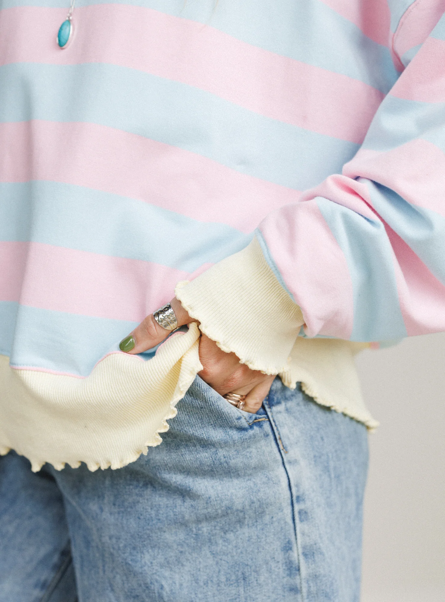 Casual Lines Striped Top - Blue - Image 2