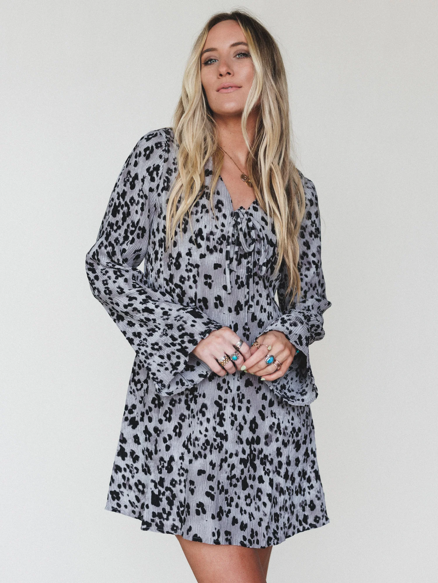 Catwalk Mini Dress  - Grey Leopard - Pre Order - Image 2