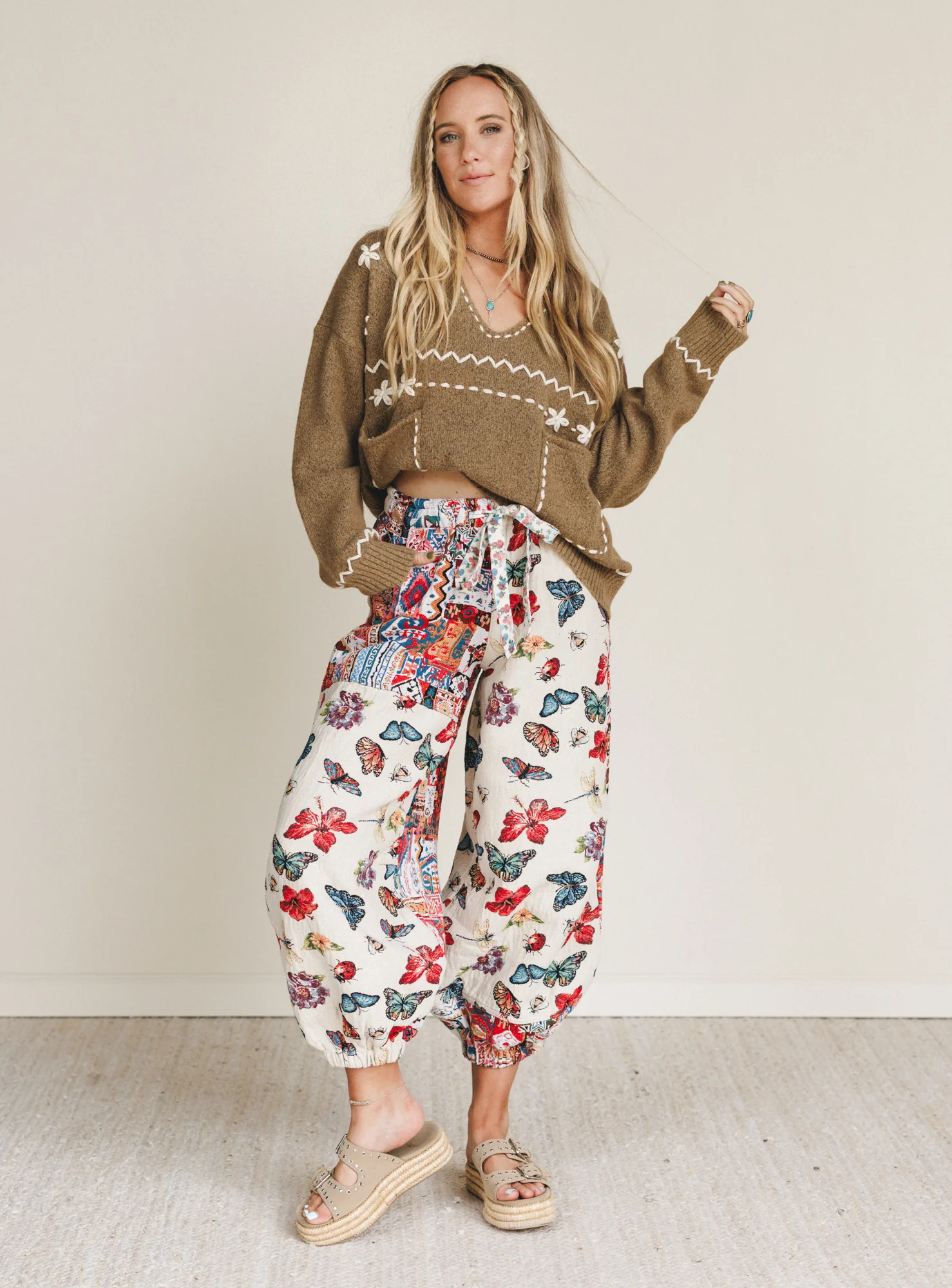 Chai Embroidered Knit Sweater - Camel - Image 3