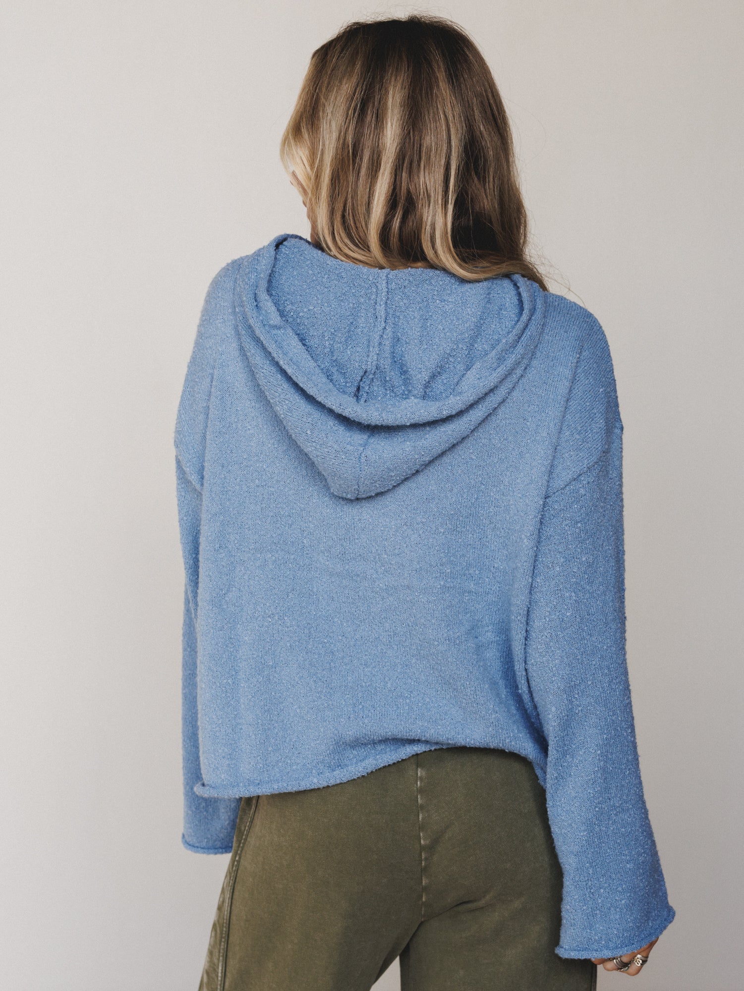 Charlie Textured Oversized Hoodie - Blue - Image 4