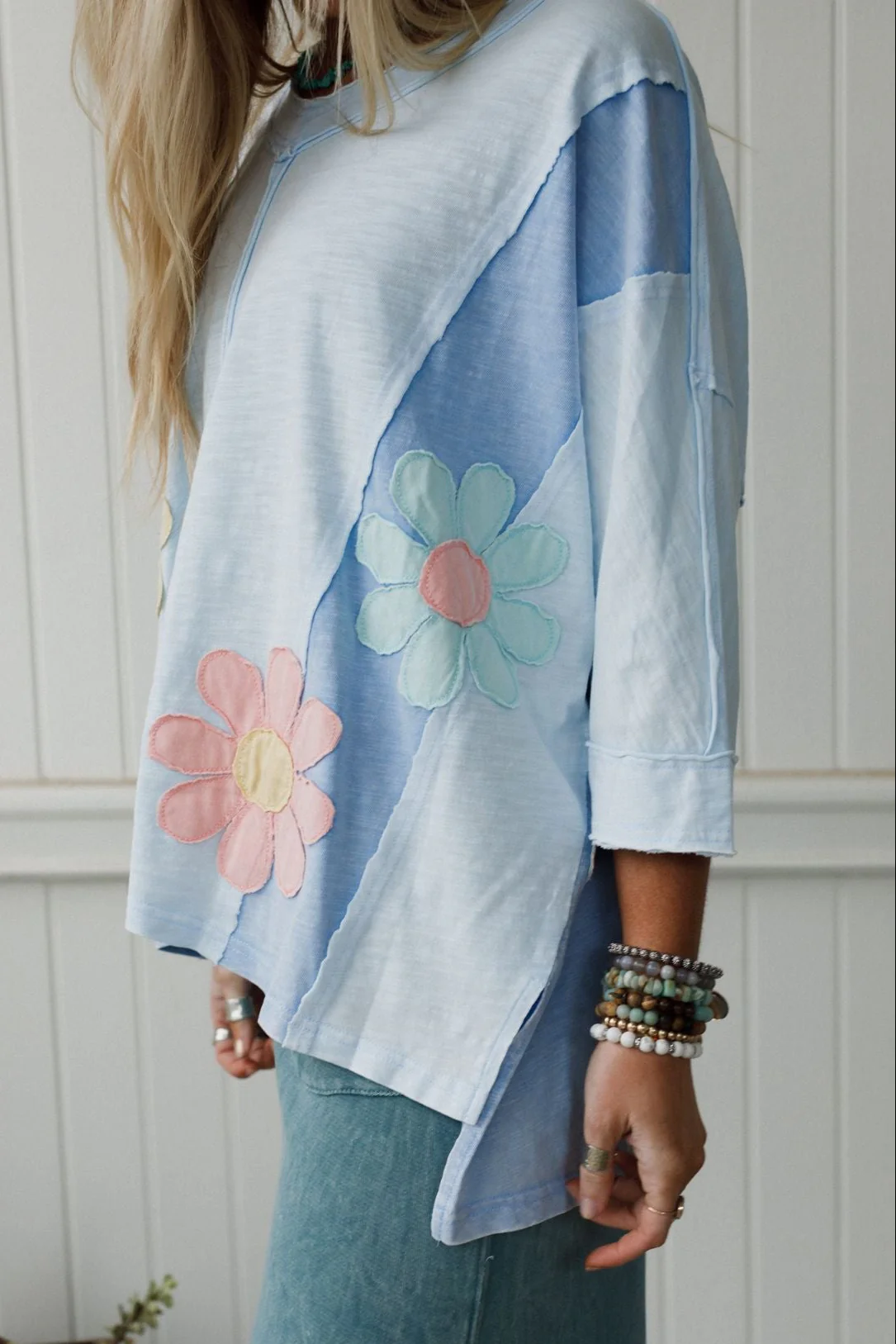 Chasing Bliss Flower Patch Top - Blue - Image 2