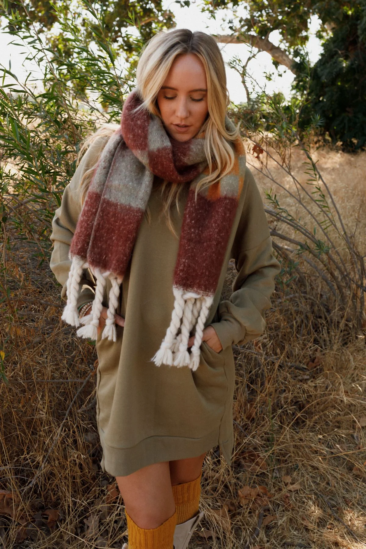 Check Me Out Tassel Scarf - Brown - Image 2