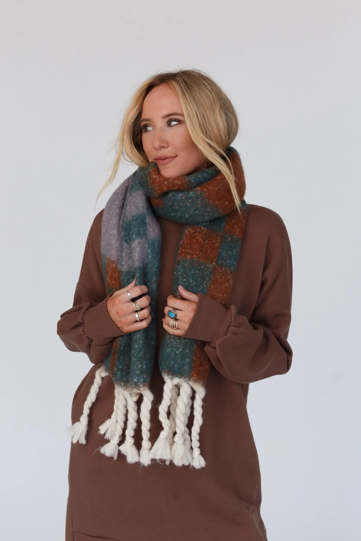 Check Me Out Tassel Scarf - Teal - Image 5
