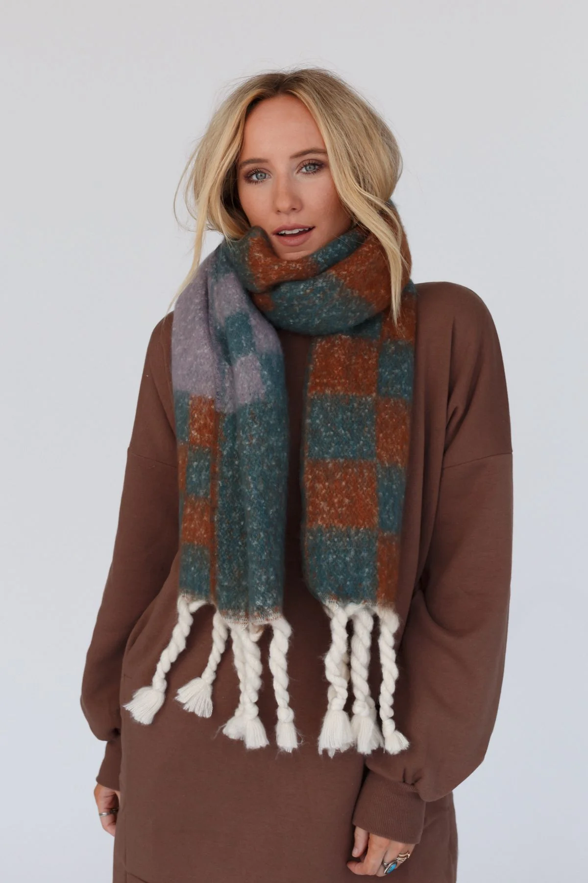 Check Me Out Tassel Scarf - Teal - Image 6