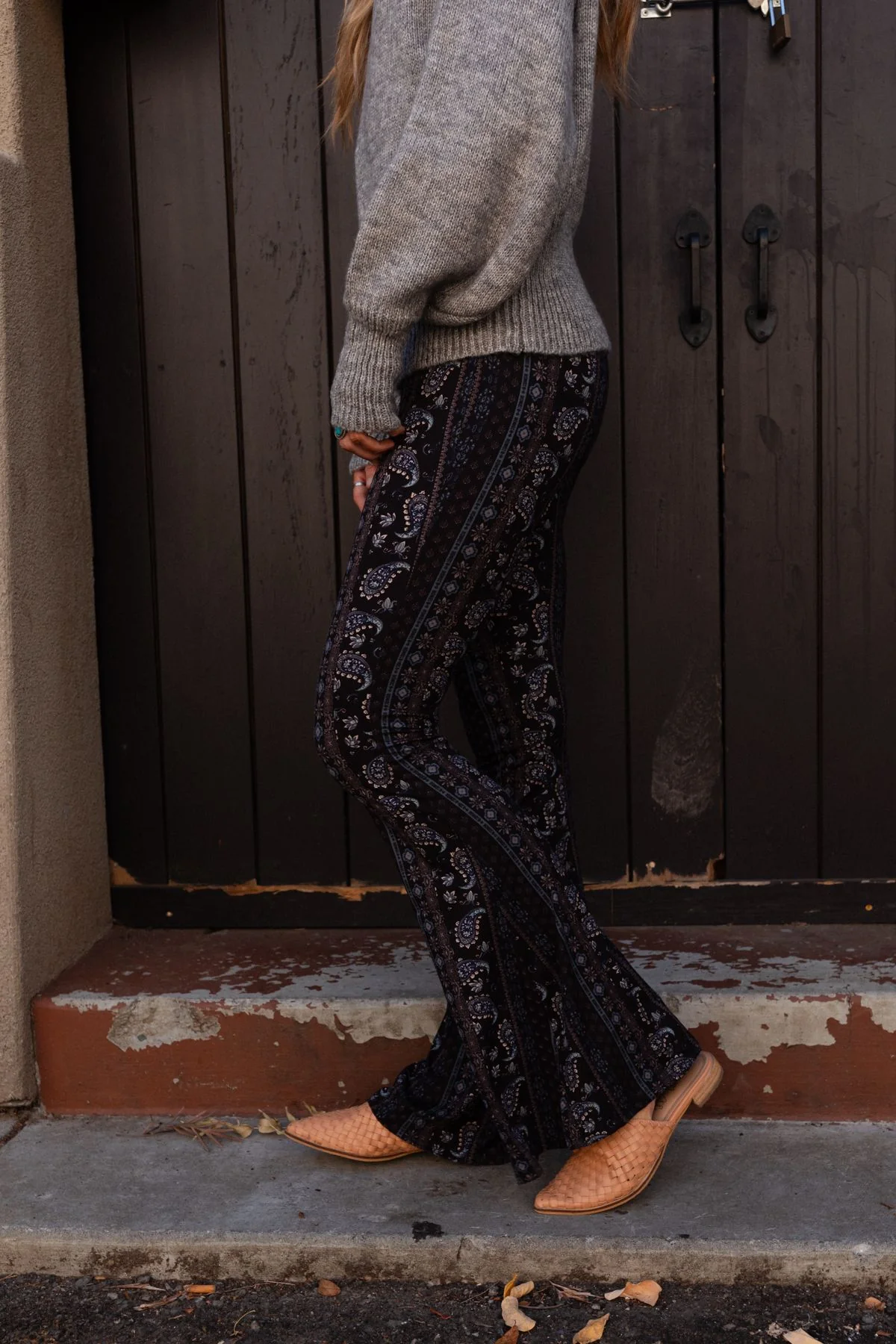 Cher Printed Flare Pants - Navy Floral - Image 3
