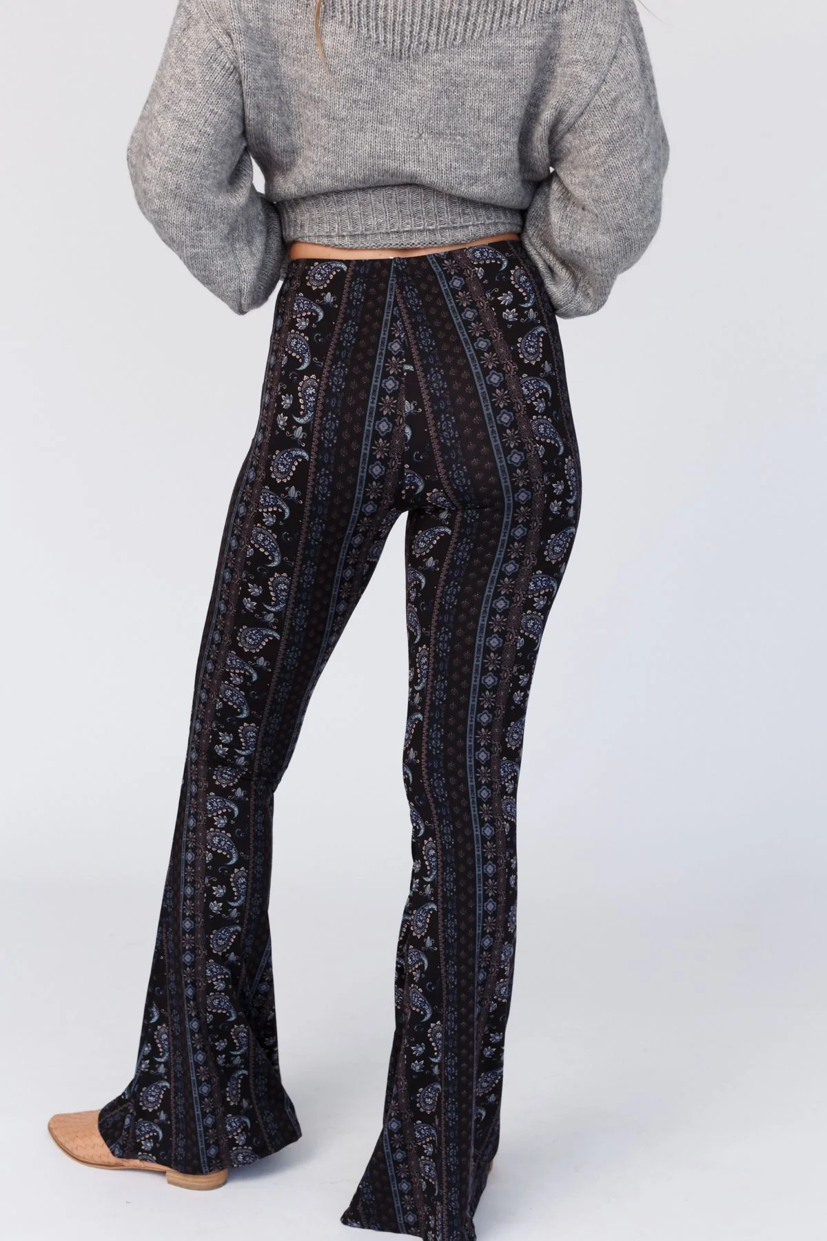Cher Printed Flare Pants - Navy Floral - Image 6