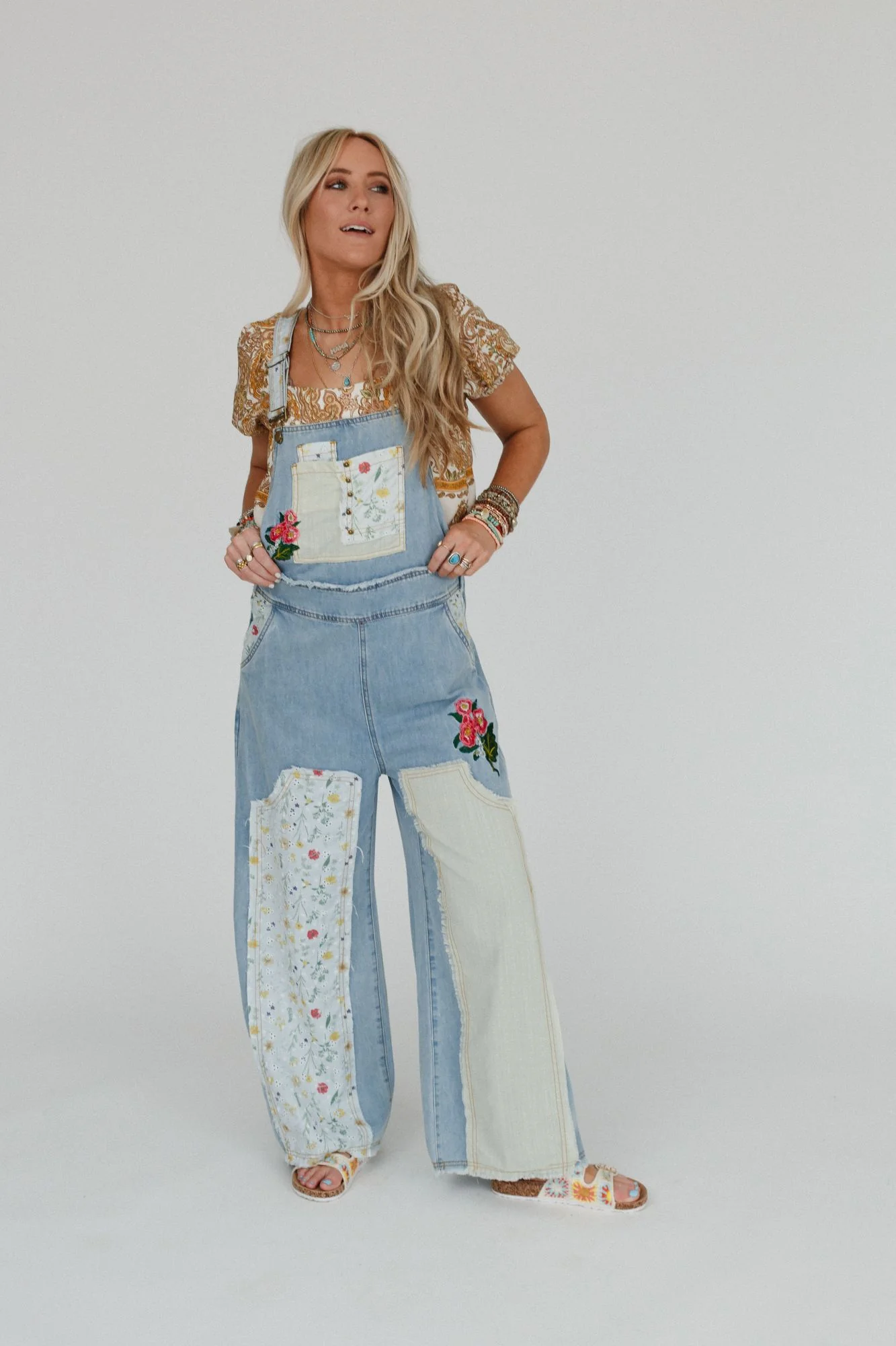 City Garden Floral Overalls - Denim - Image 10