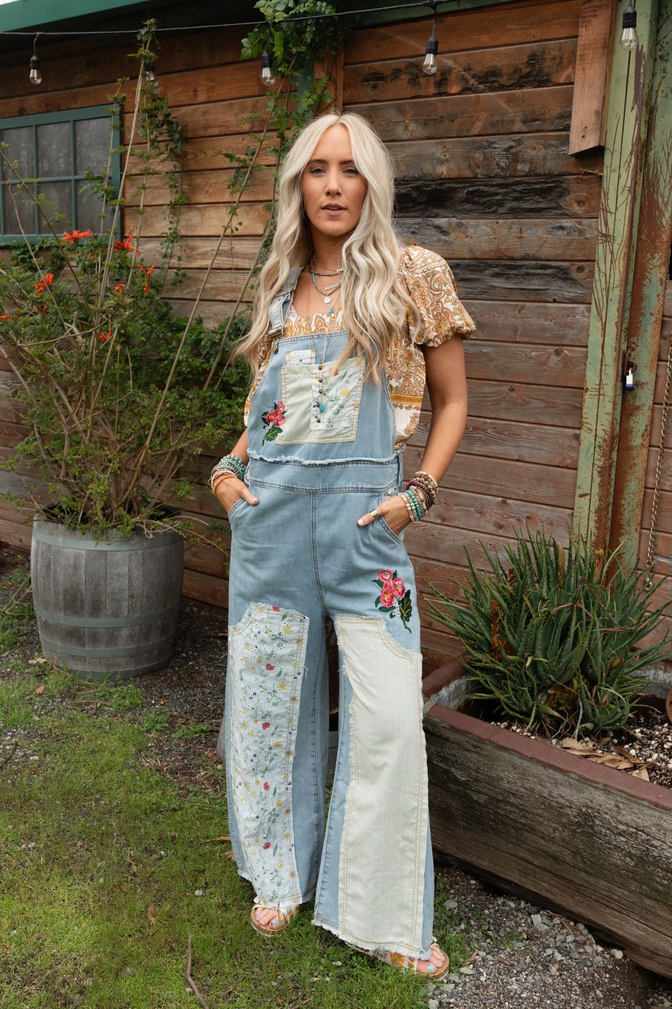 City Garden Floral Overalls - Denim - Image 6