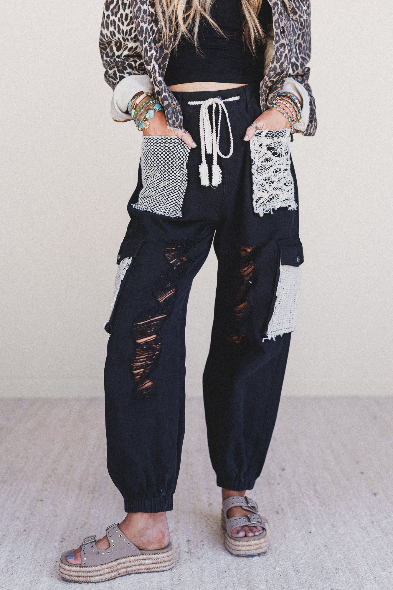 City Sky Distressed Pants - Black - Pre Order