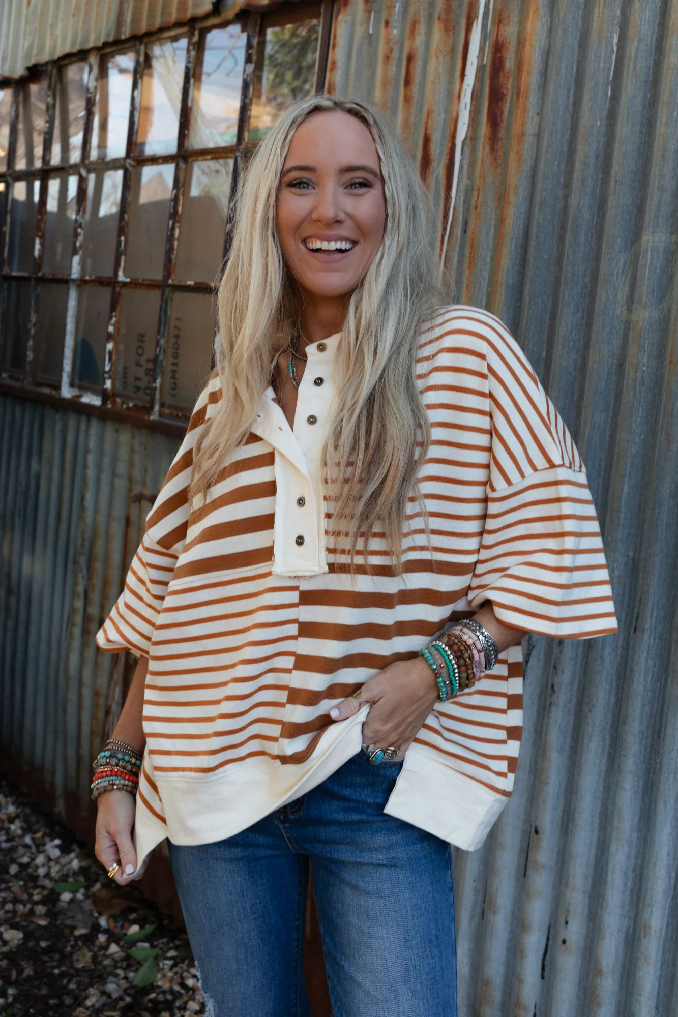 City Stripes High Low Top - Mocha - Image 9