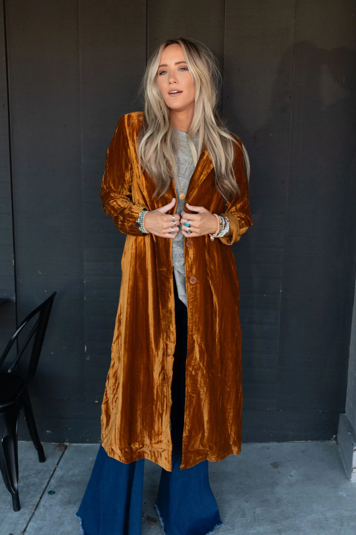 City Walks Velvet Duster Coat - Camel - Image 3