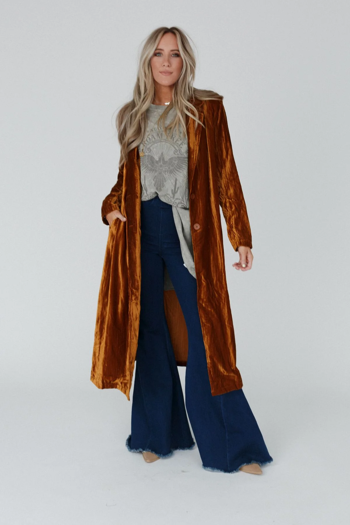 City Walks Velvet Duster Coat - Camel - Image 4