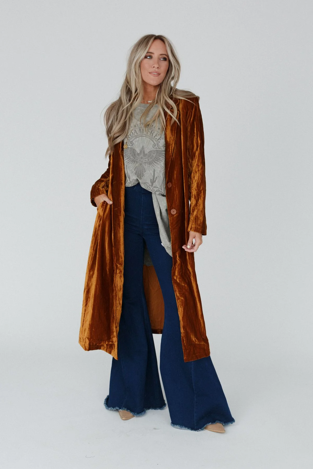 City Walks Velvet Duster Coat - Camel - Image 7