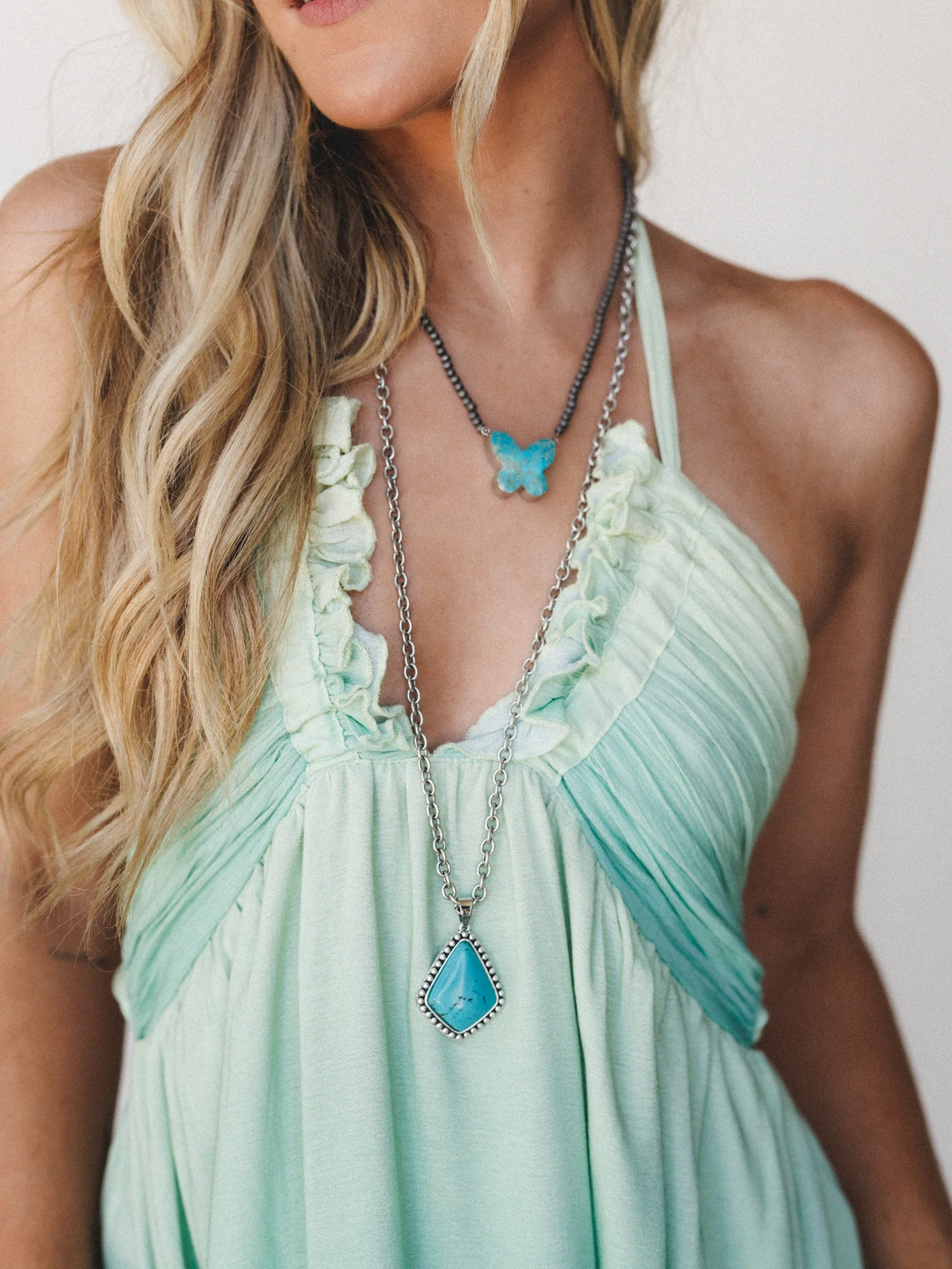 Cityscape Halter Maxi Dress - Butter Blue - Image 3