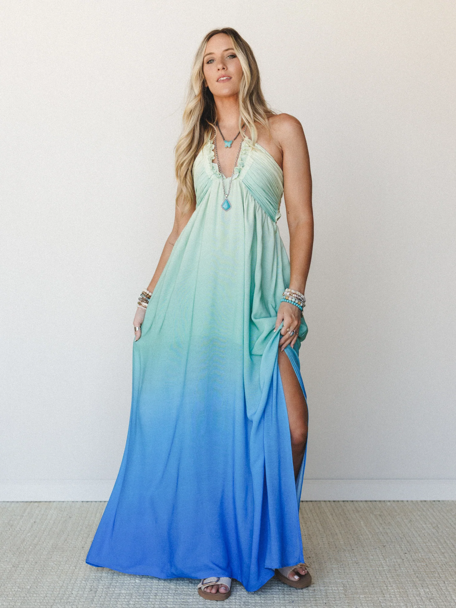 Cityscape Halter Maxi Dress - Butter Blue - Image 4