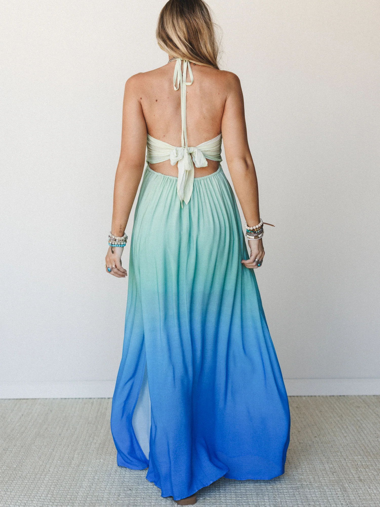 Cityscape Halter Maxi Dress - Butter Blue - Image 5