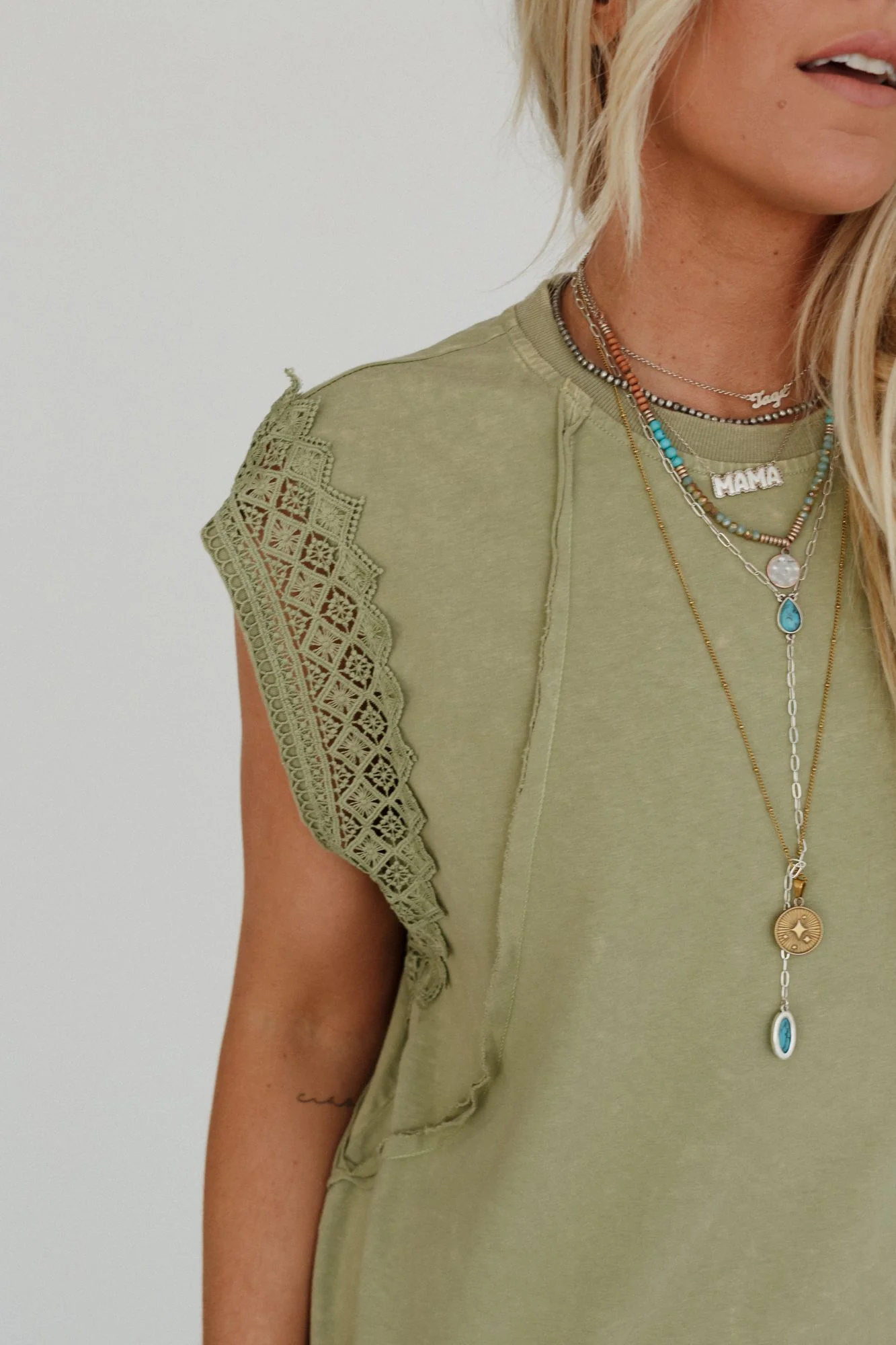 Clean Cut Short Sleeve Top - Sage - Image 2