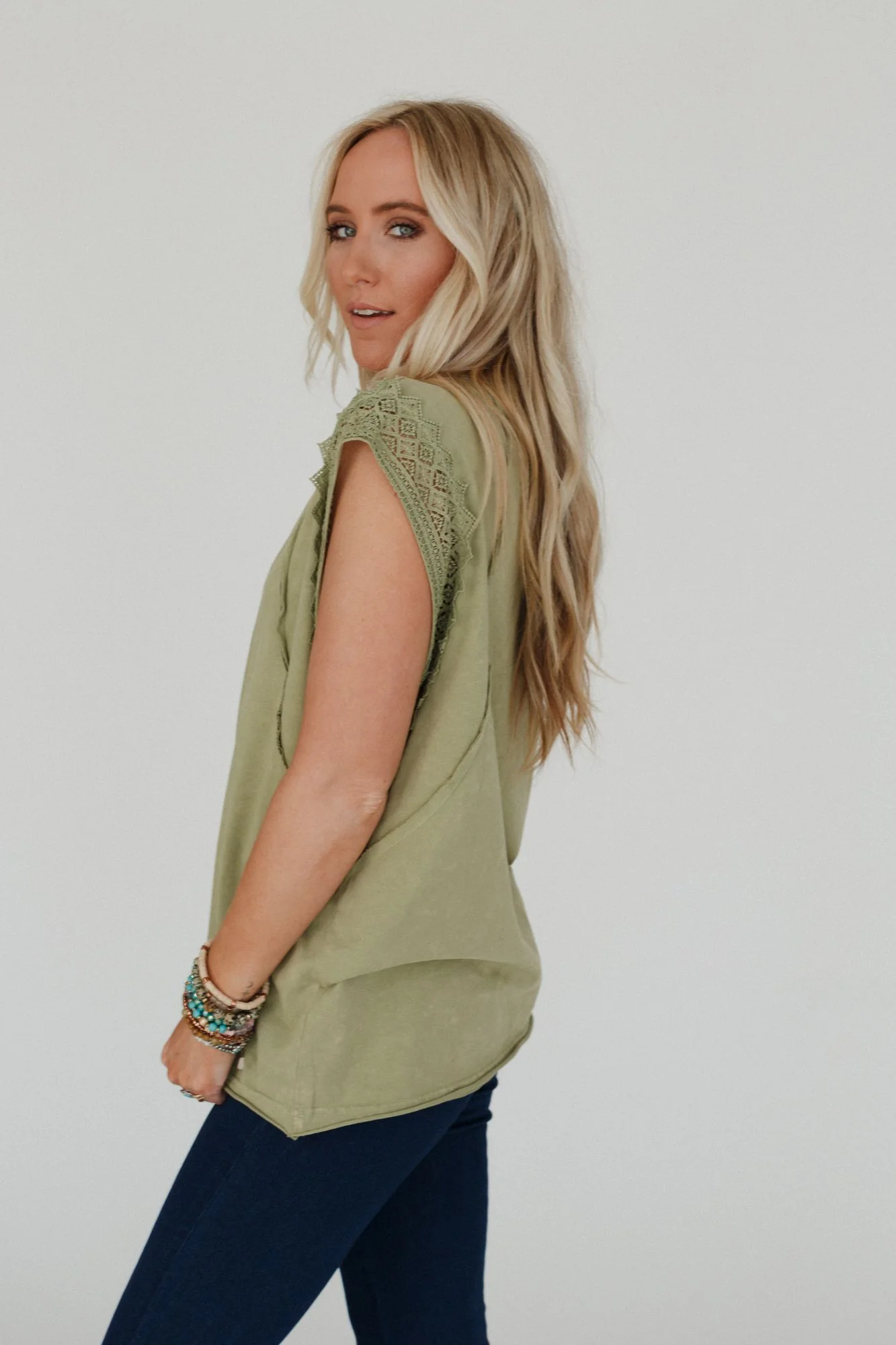 Clean Cut Short Sleeve Top - Sage - Image 3