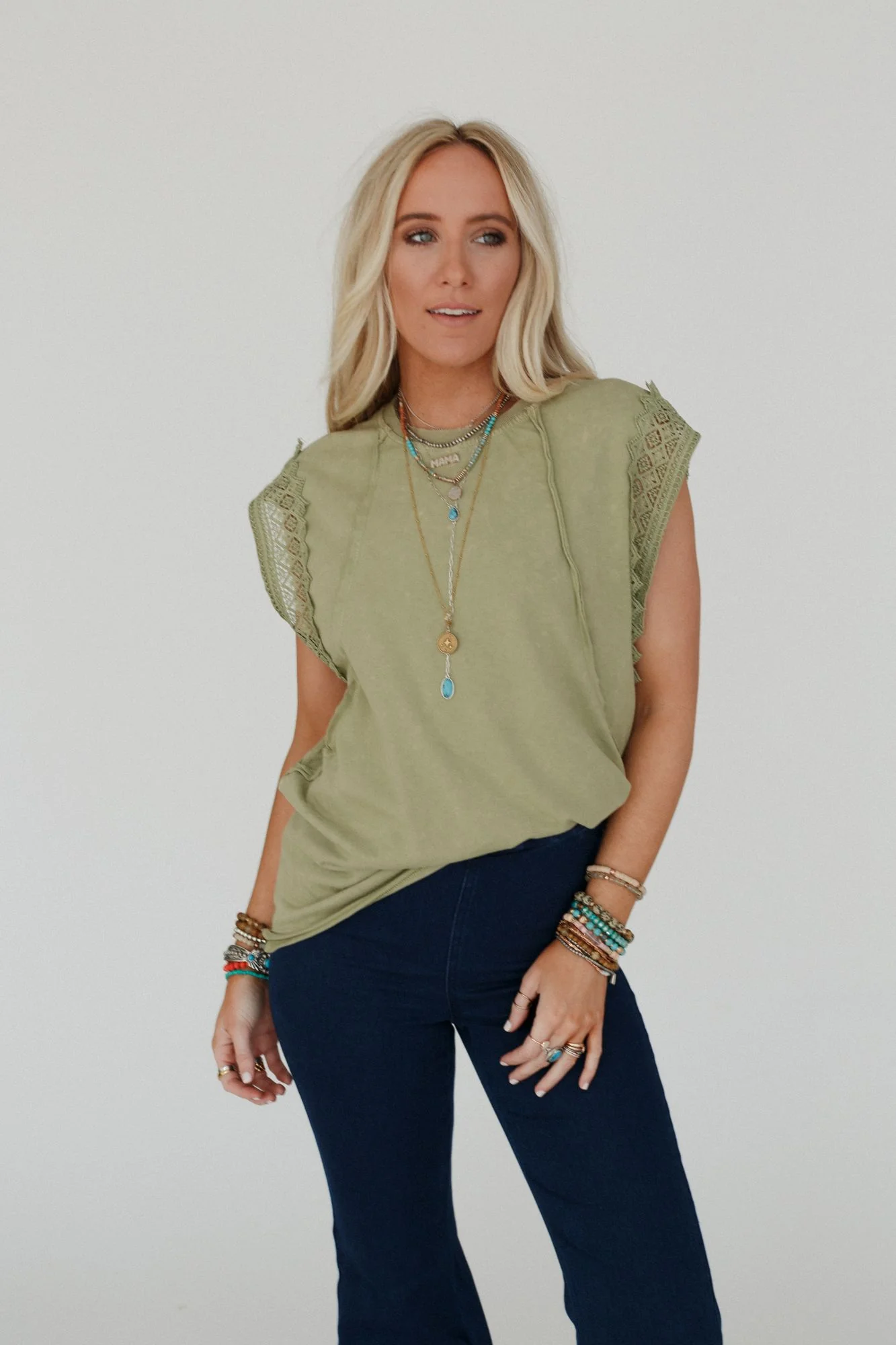 Clean Cut Short Sleeve Top - Sage - Image 6