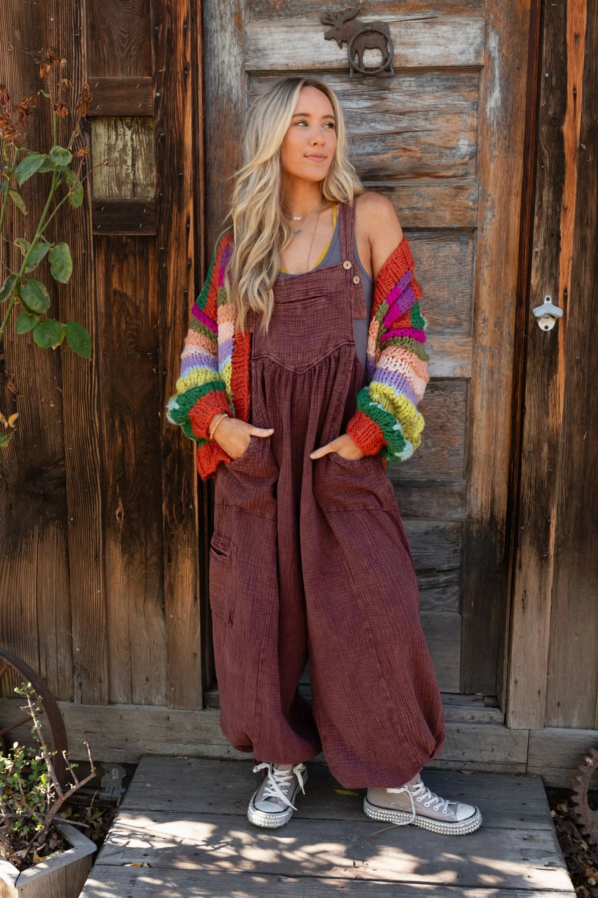 Coastal Muse Wide Leg Jumpsuit - Plum - Image 5