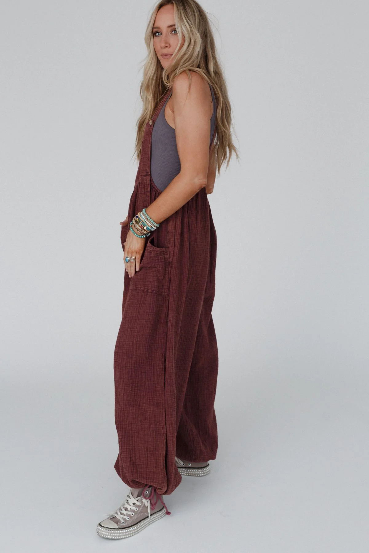 Coastal Muse Wide Leg Jumpsuit - Plum - Image 7