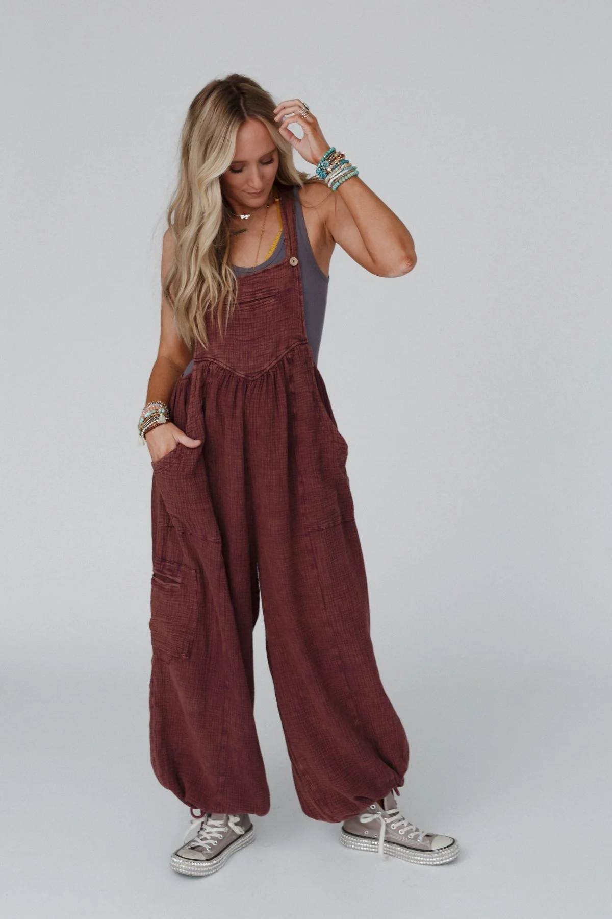 Coastal Muse Wide Leg Jumpsuit - Plum - Image 8