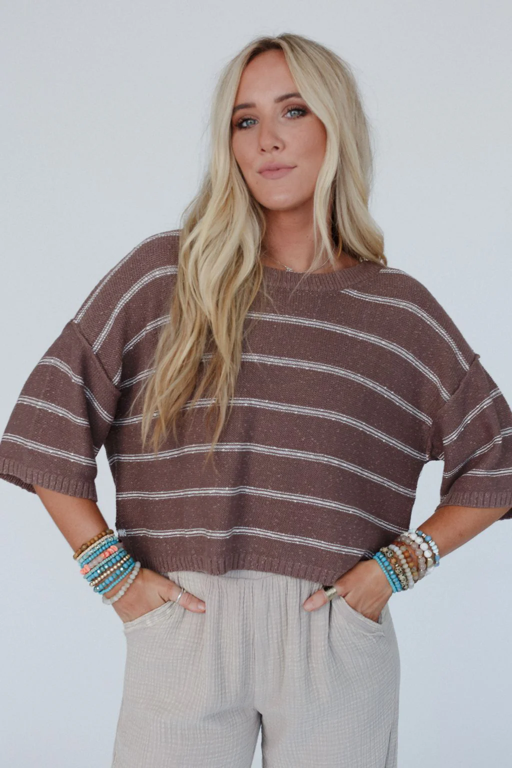 Coastal Stripe Top - Mocha - Image 2
