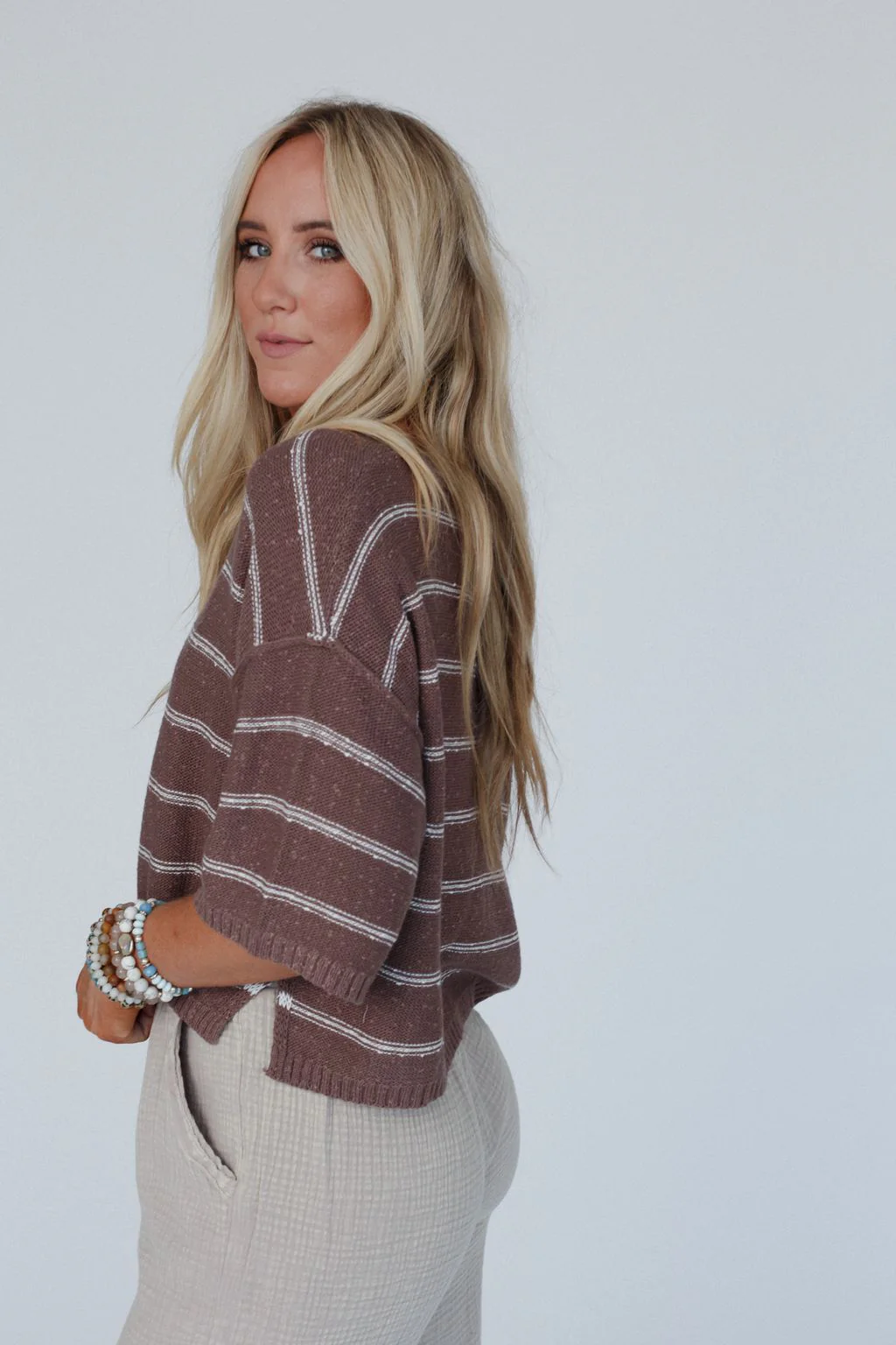 Coastal Stripe Top - Mocha - Image 3