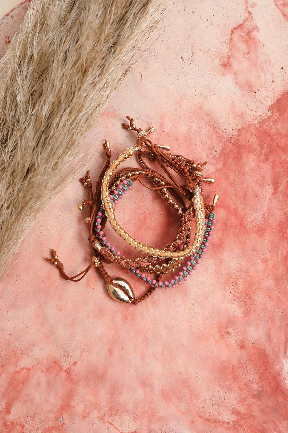 Coastal Woven Bracelet Set - Gold - Image 4