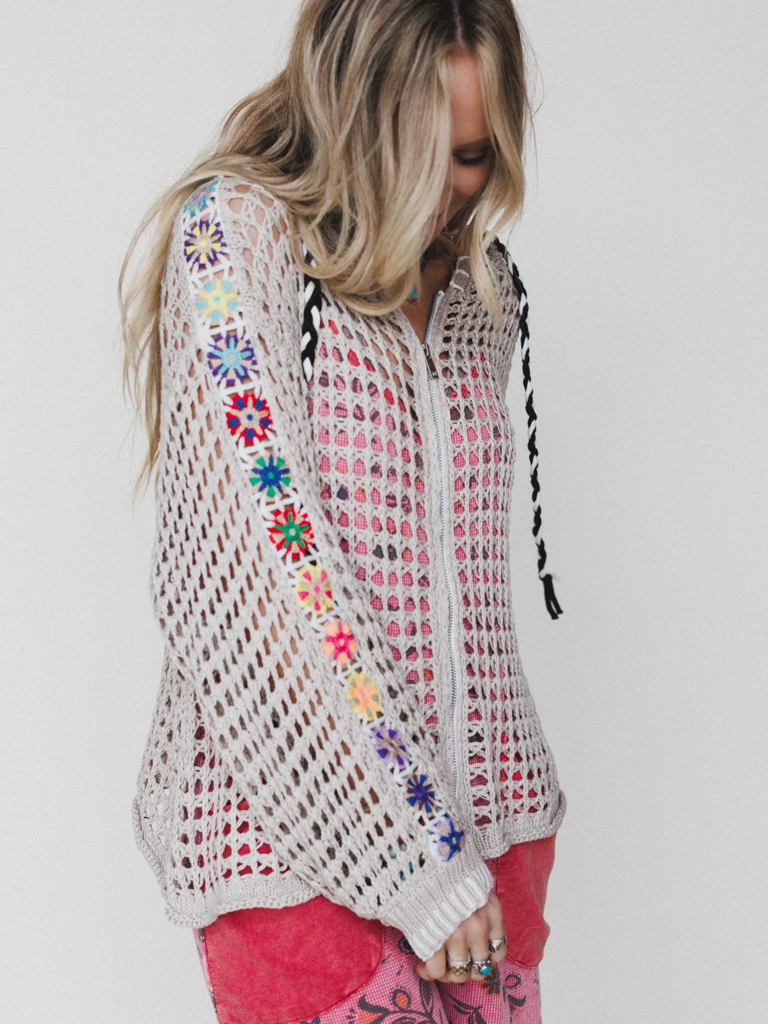Color Maze Cardigan - Soft Beige - Image 2