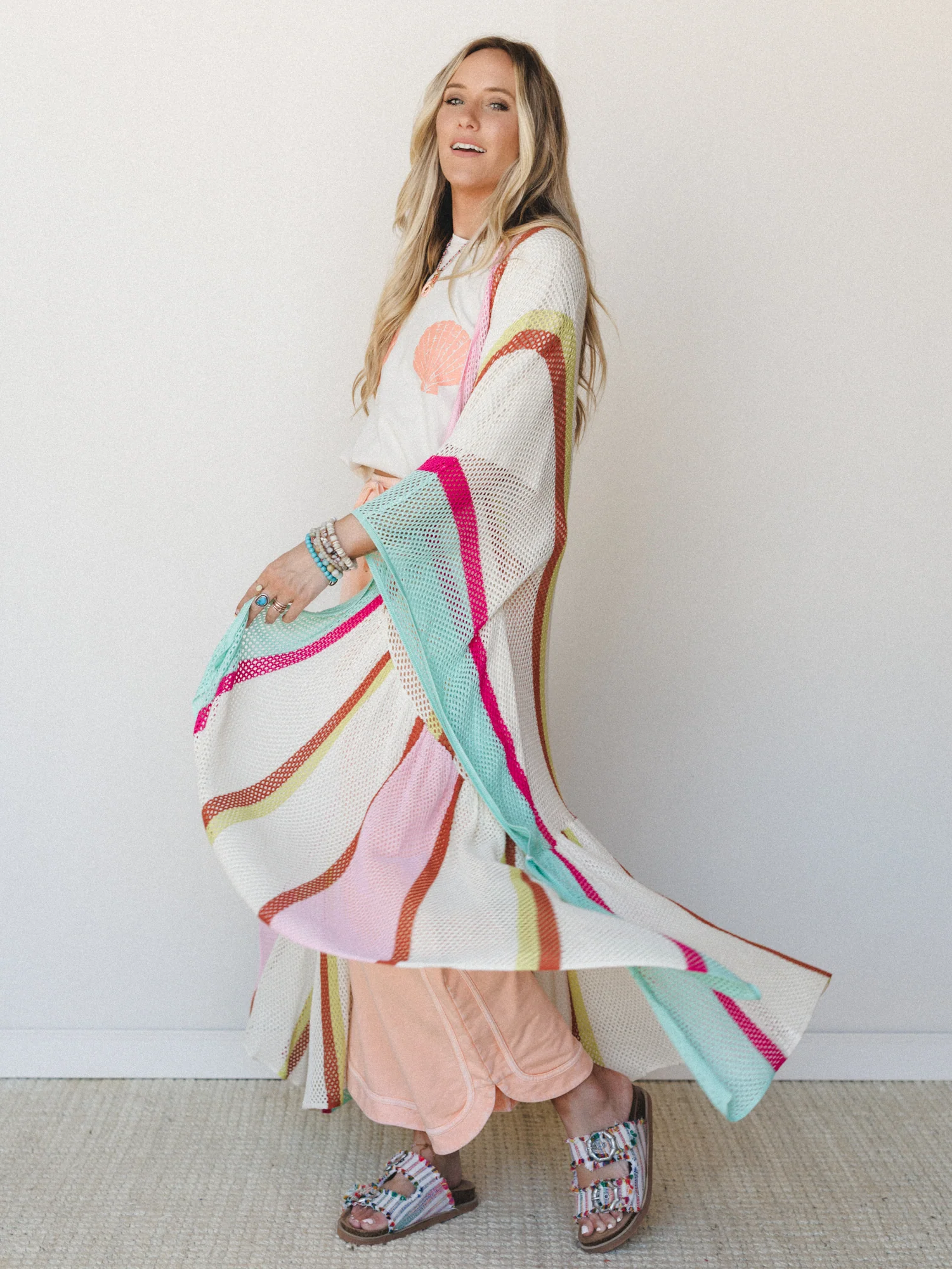 Color Rays Kimono - Cream Multi - Image 5