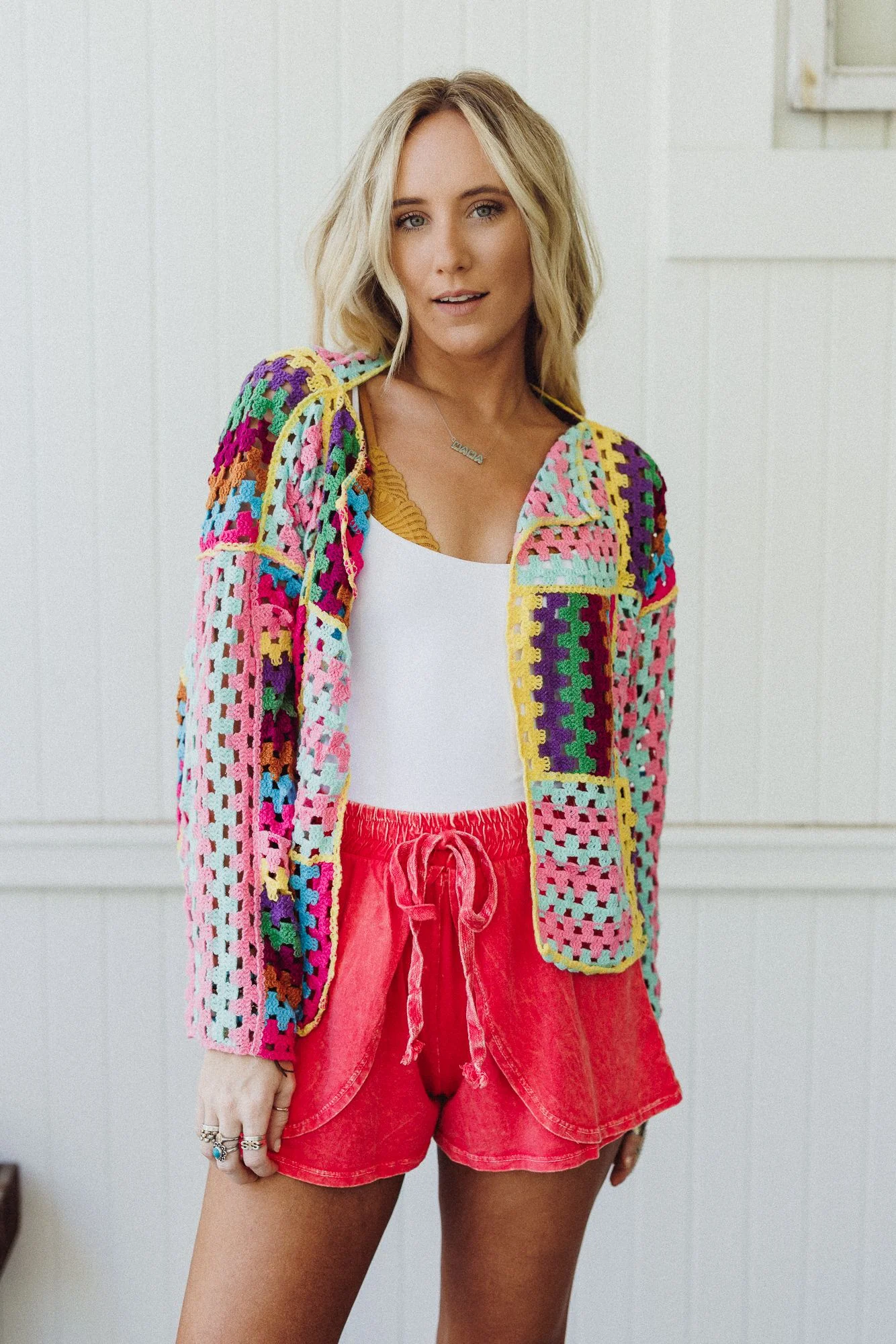 Colorwaves Crochet Cardigan - Pink - Image 3