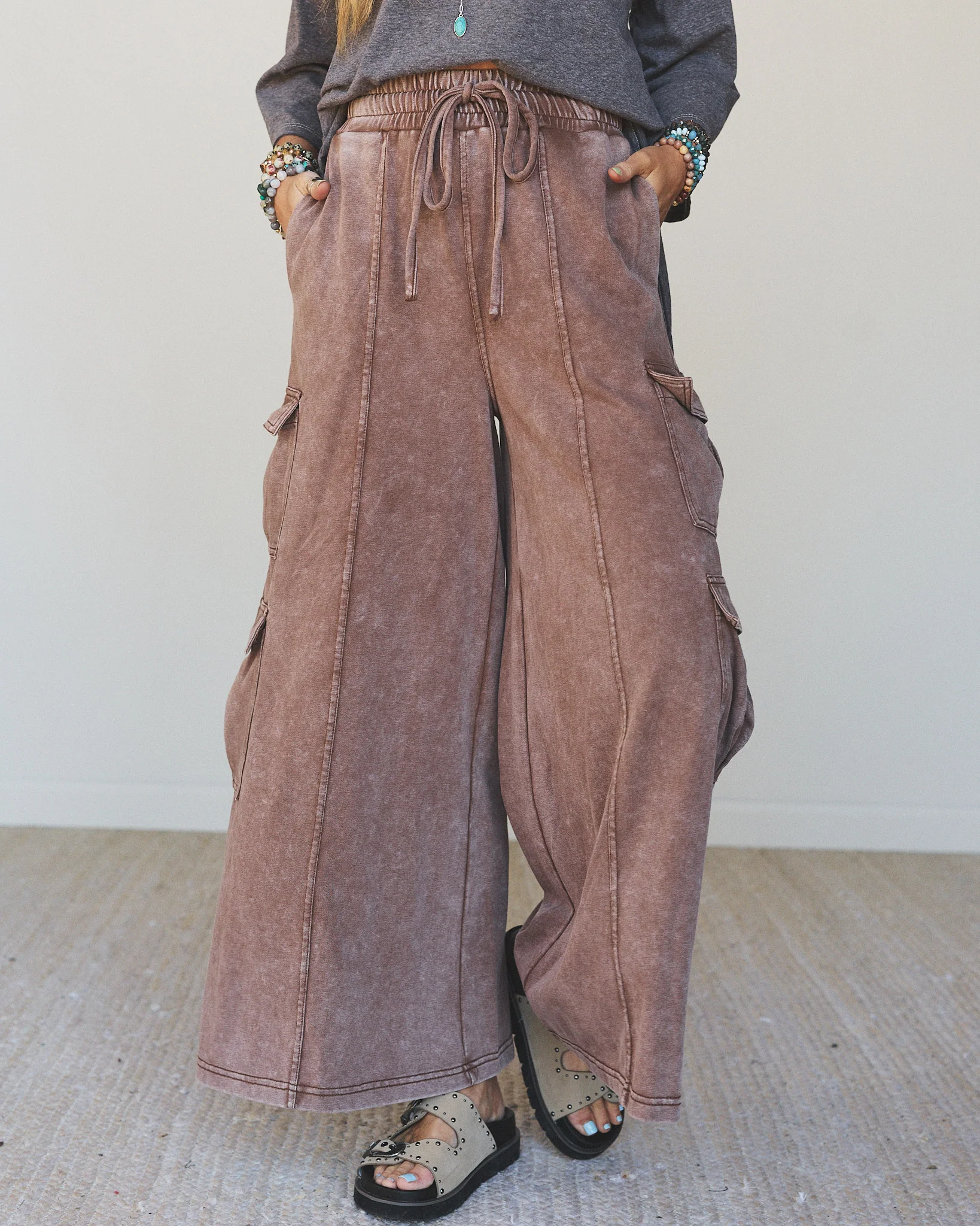 Cool Theory Wide Leg Pants - Brown - Image 5