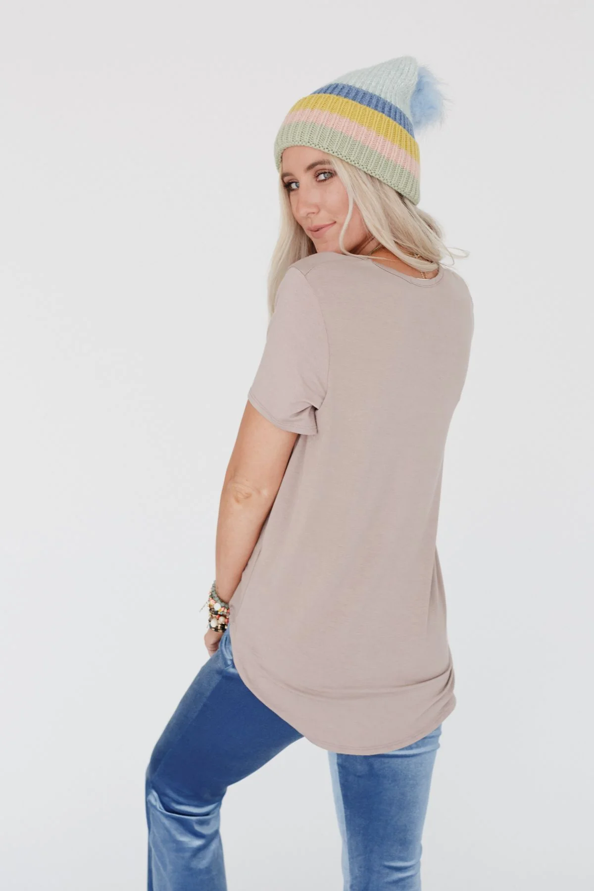Scoop Neck Bralette Tee - Khaki - Image 3