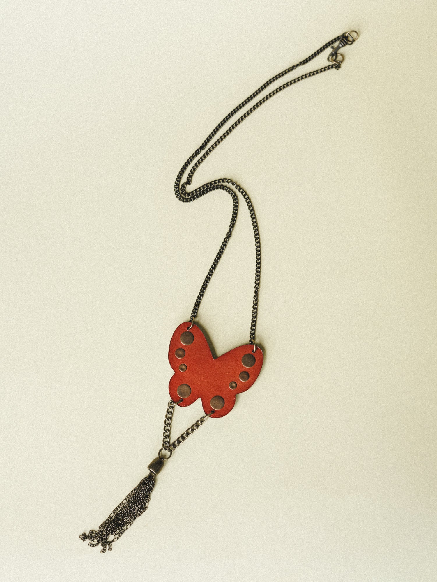 Cowgirl Studded Butterfly Fringe Necklace - Purple - Image 4