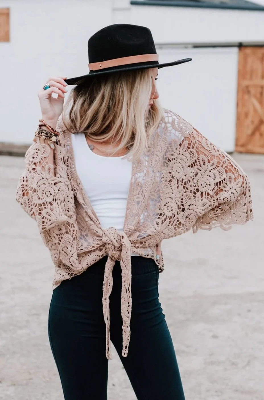 Crochet Petal Kimono Wrap - Mocha - Pre Order - Image 2