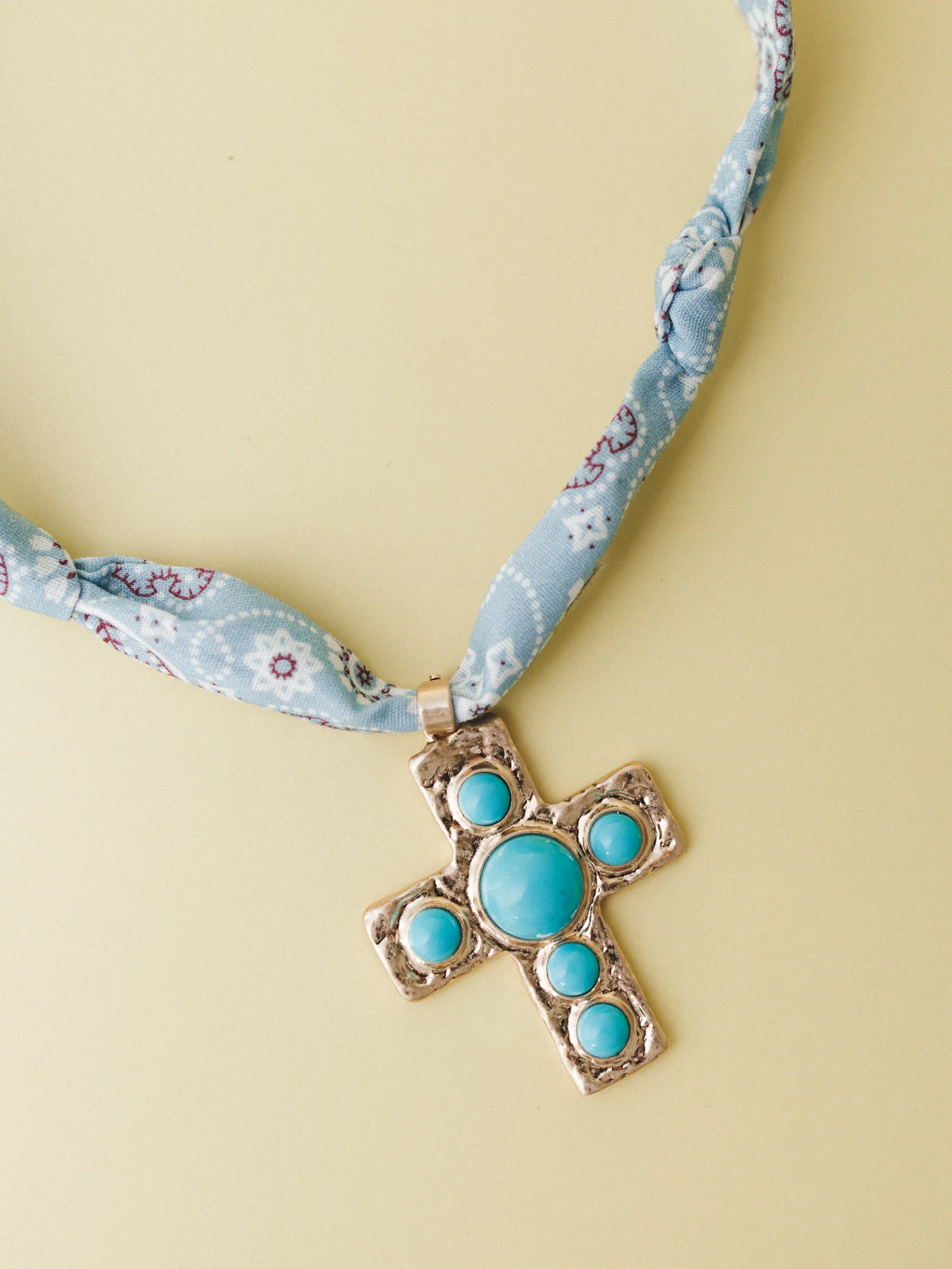 Cross Bandana Necklace - Blue - Image 5